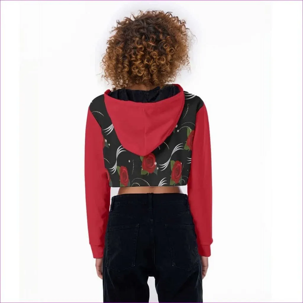 Pearls & Roses Womens Crop Top Hoodie