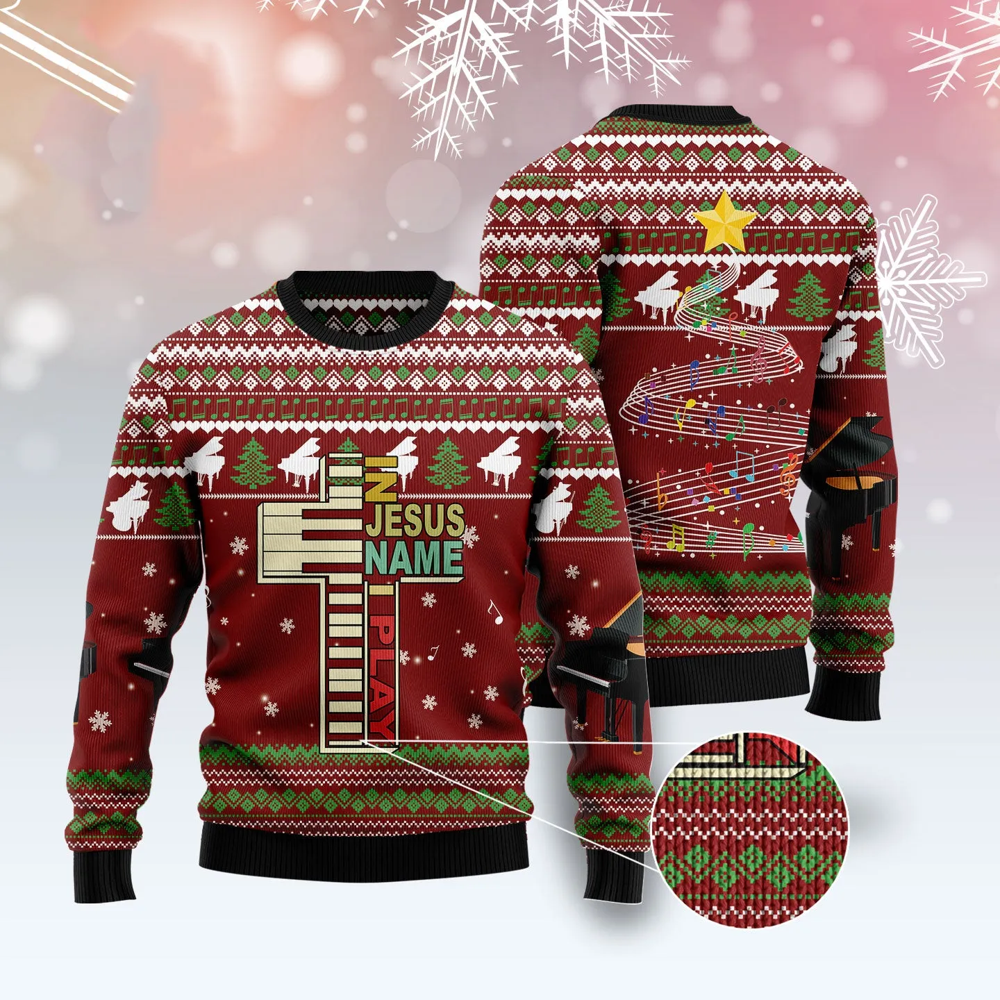 Piano I Play Ugly Christmas Sweater, 3D Full Printed Sweater Piano Shirt