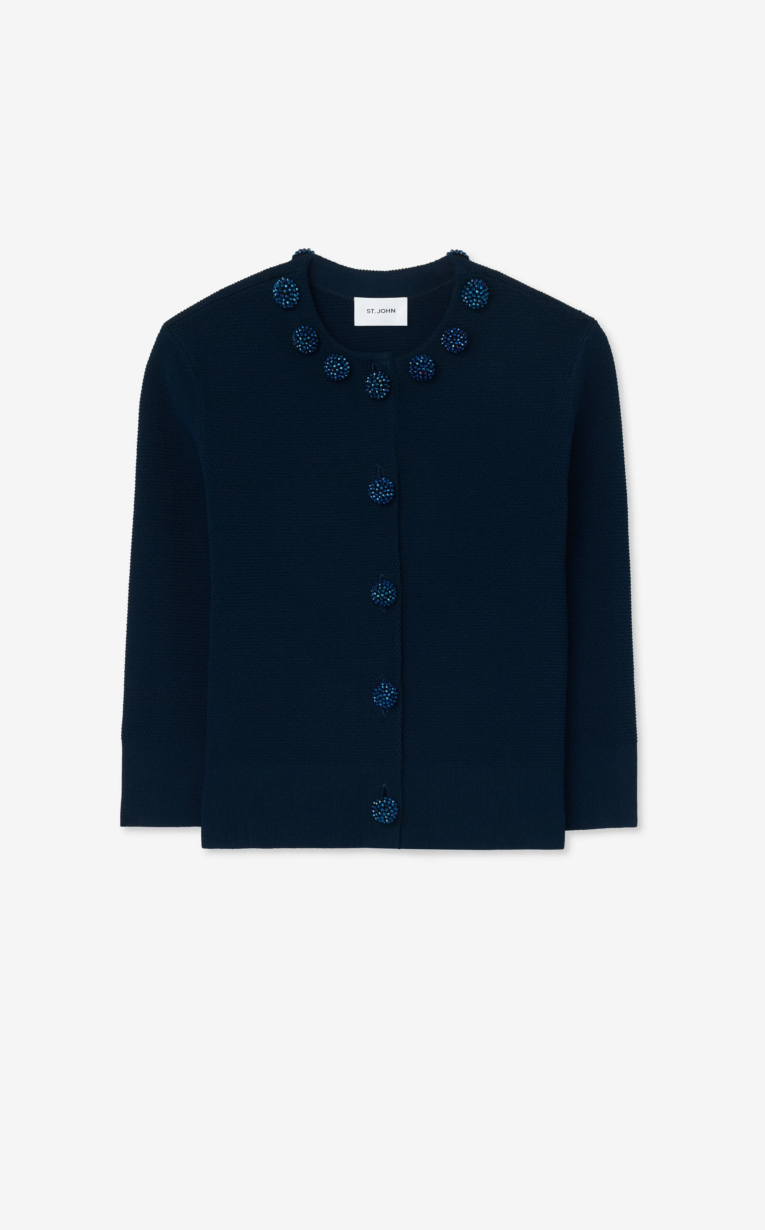 Pique Knit Jeweled Cardigan