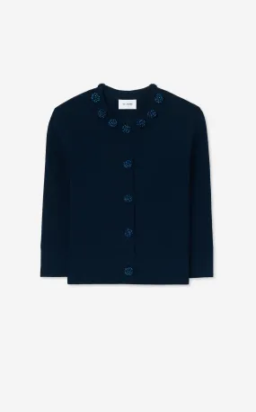 Pique Knit Jeweled Cardigan