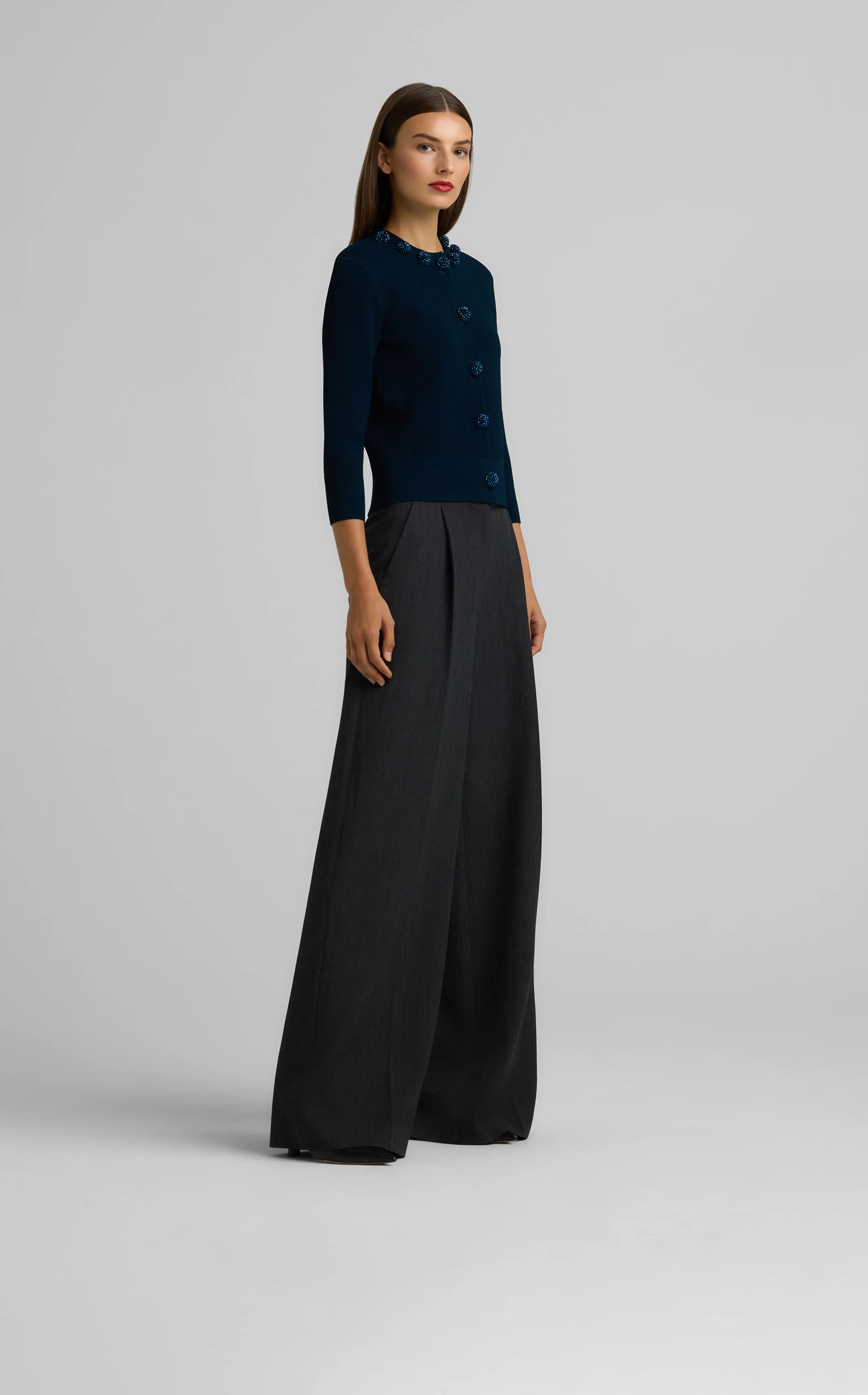 Pique Knit Jeweled Cardigan