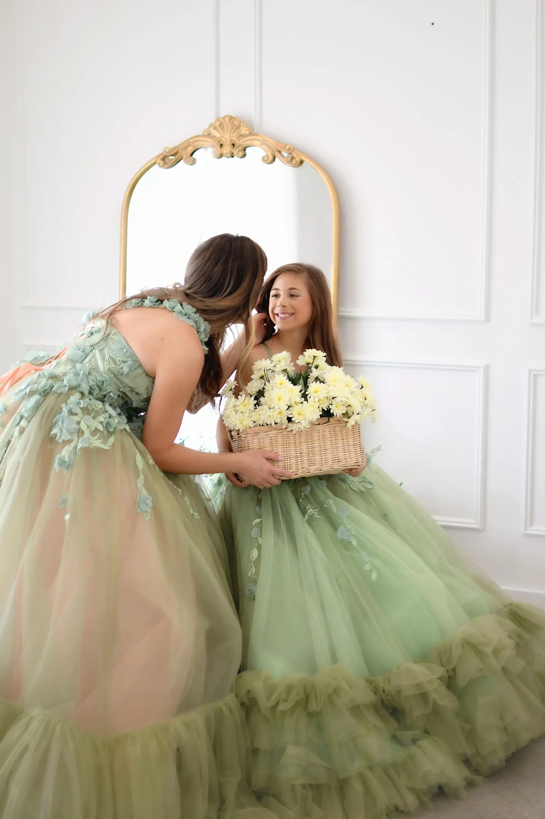 "Sage Symphony " Couture Floor length gown  ( 7 Year - Petite 9 Year)