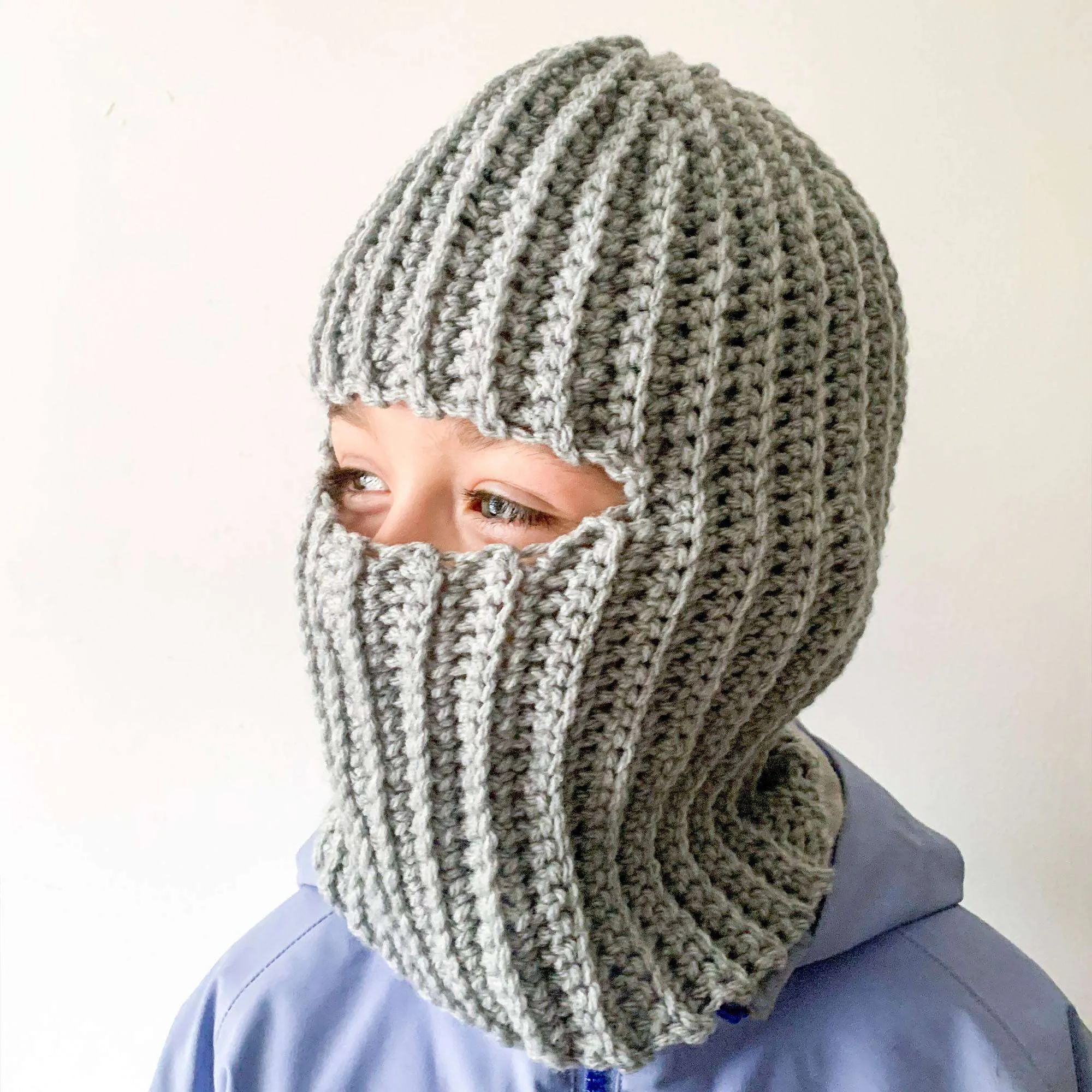 Red Heart Crochet Ribbed Balaclava For Kids