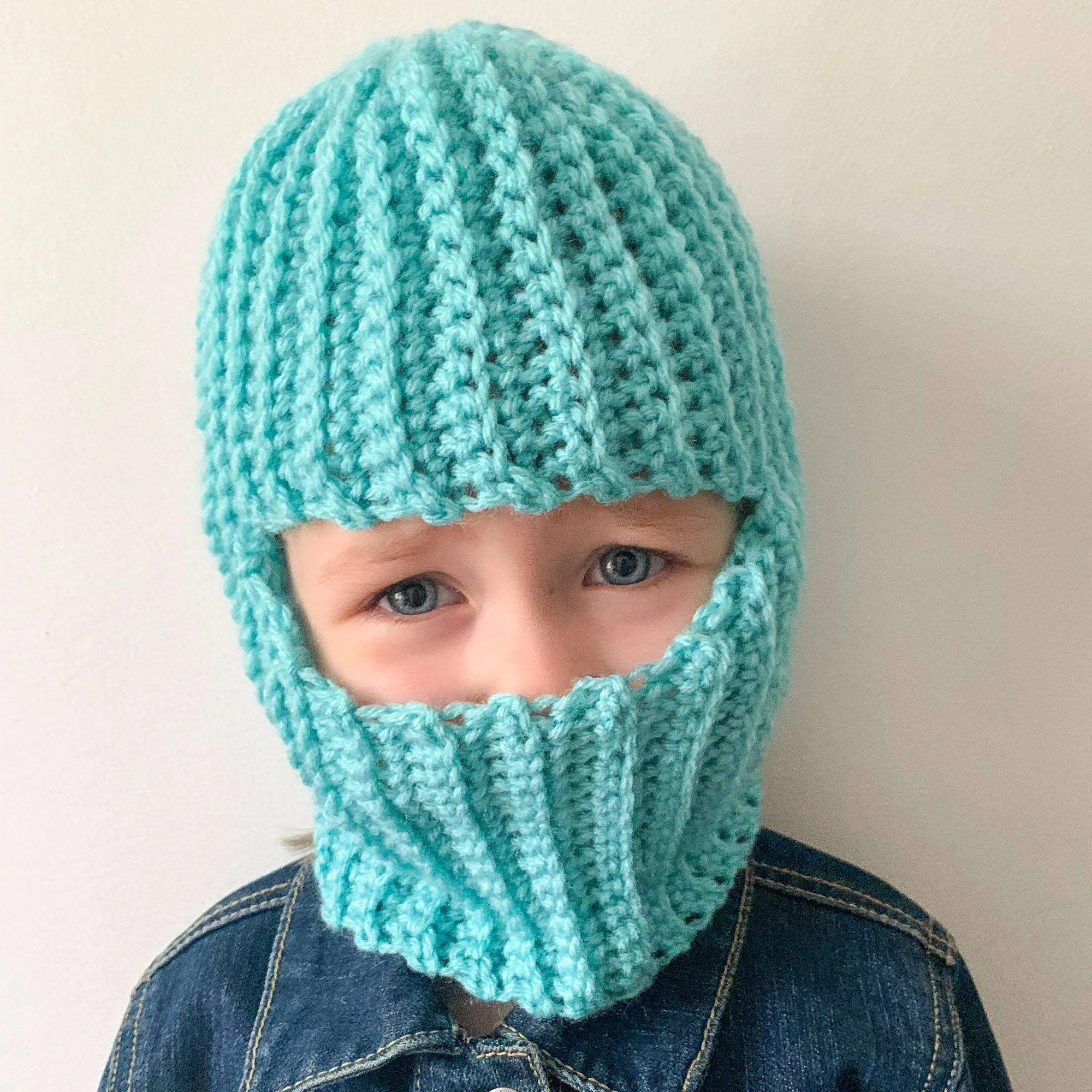 Red Heart Crochet Ribbed Balaclava For Kids