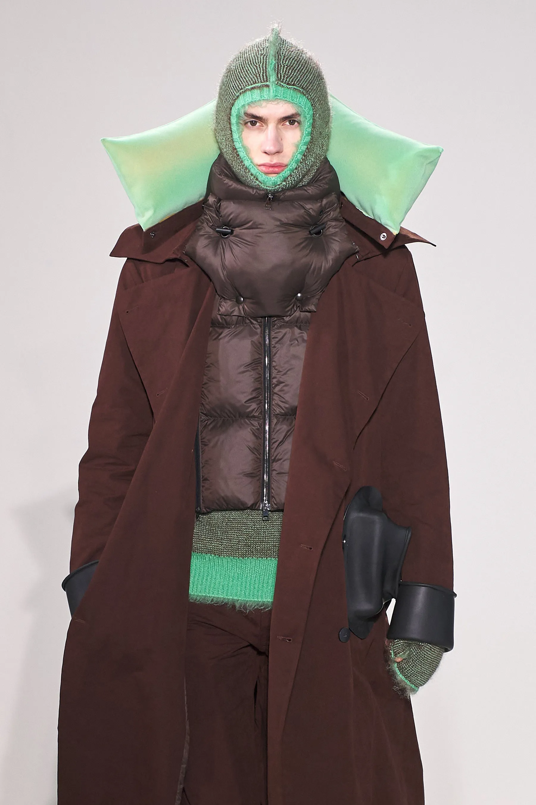 Reversible Brushed Mask Mint/Brown