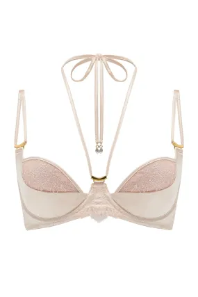 Rosalia Plunge Bra with detachable halter neck - Oyster Blush