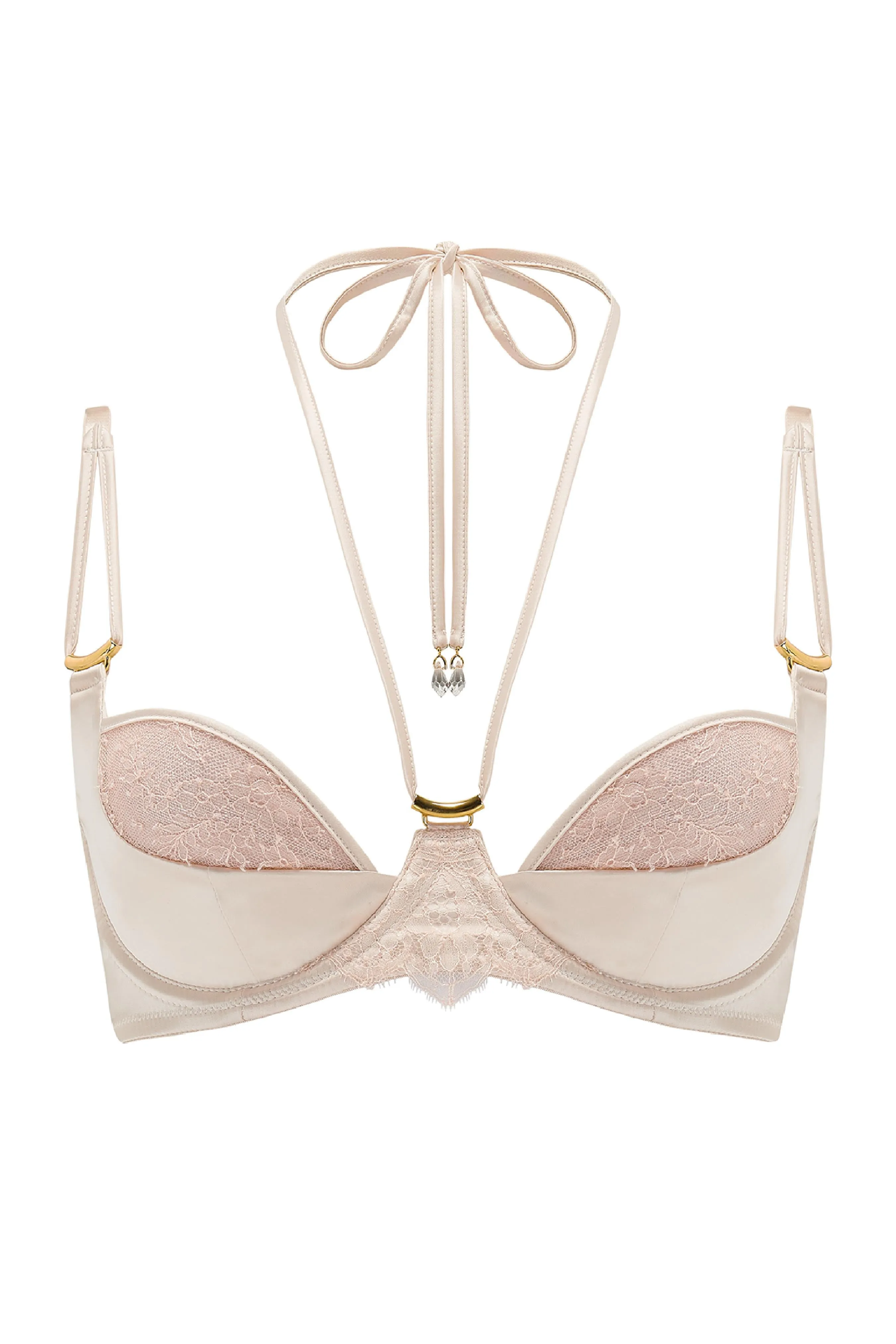 Rosalia Plunge Bra with detachable halter neck - Oyster Blush