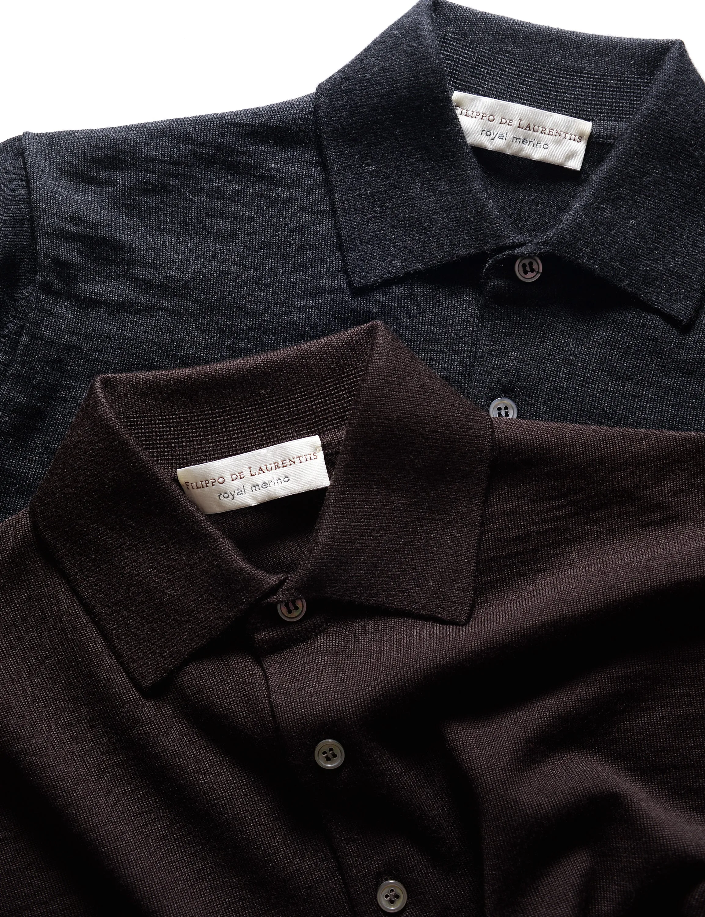 Royal Merino Long Sleeved Polo - Caffe