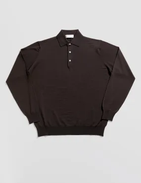 Royal Merino Long Sleeved Polo - Caffe