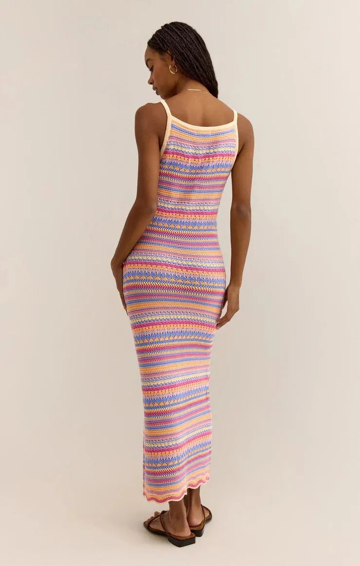 Santa Cruz Stripe Crochet Midi Dress