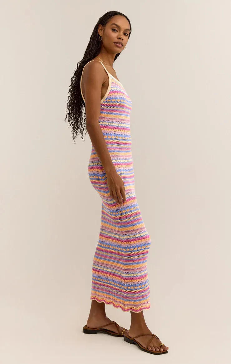 Santa Cruz Stripe Crochet Midi Dress