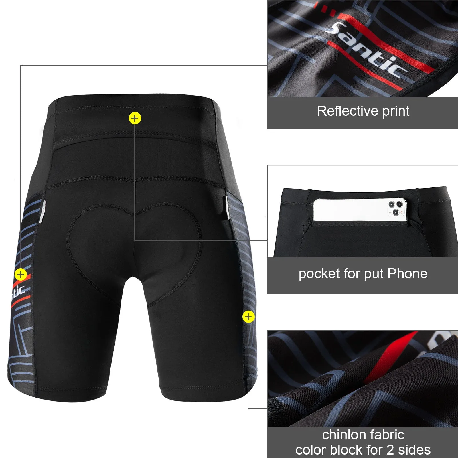 Santic Iger Ⅱ Black Mens Cycling Shorts Padded