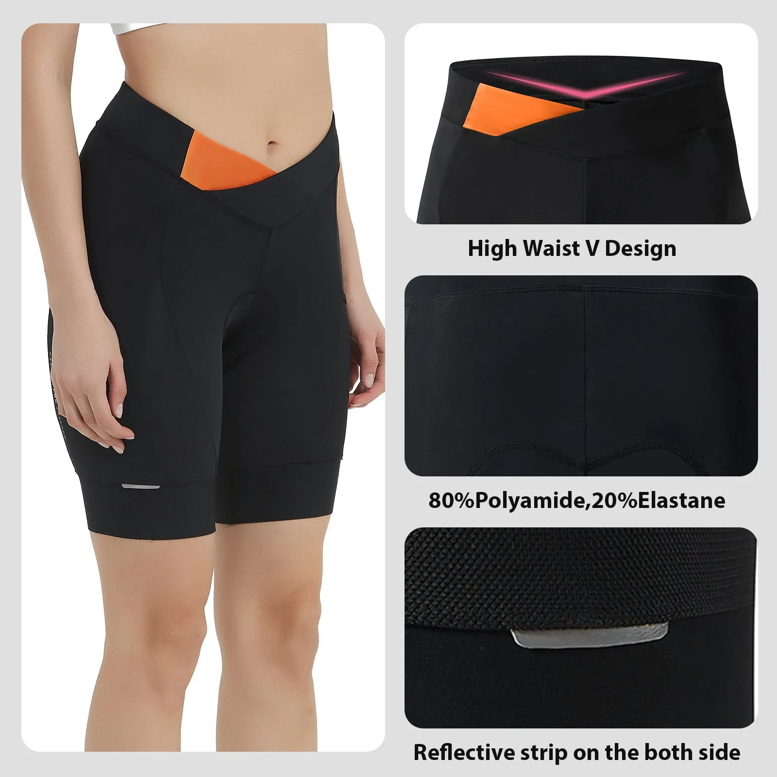 Santic Womens Bike Shorts Padded Cycling Shorts Black