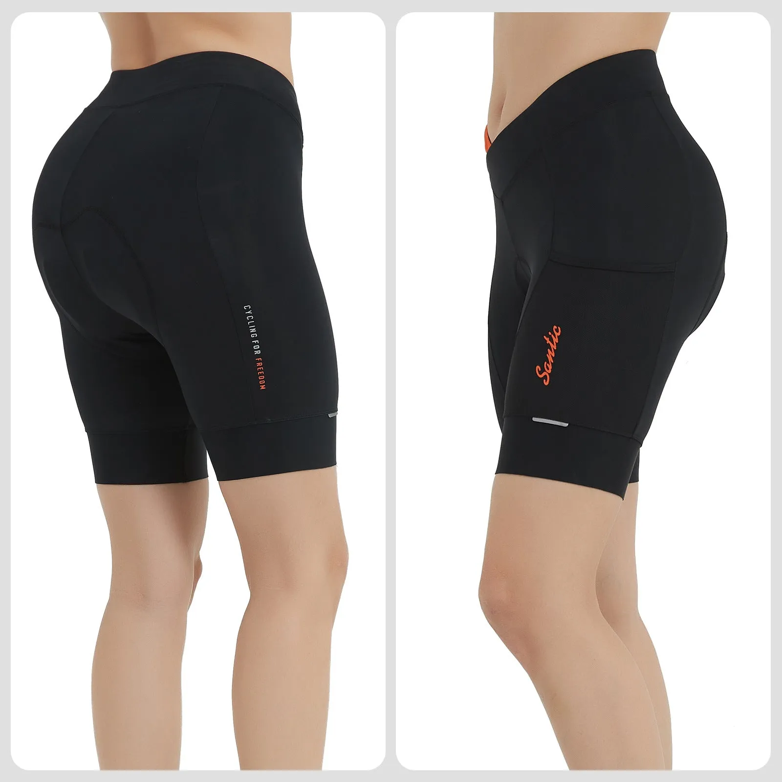Santic Womens Bike Shorts Padded Cycling Shorts Black