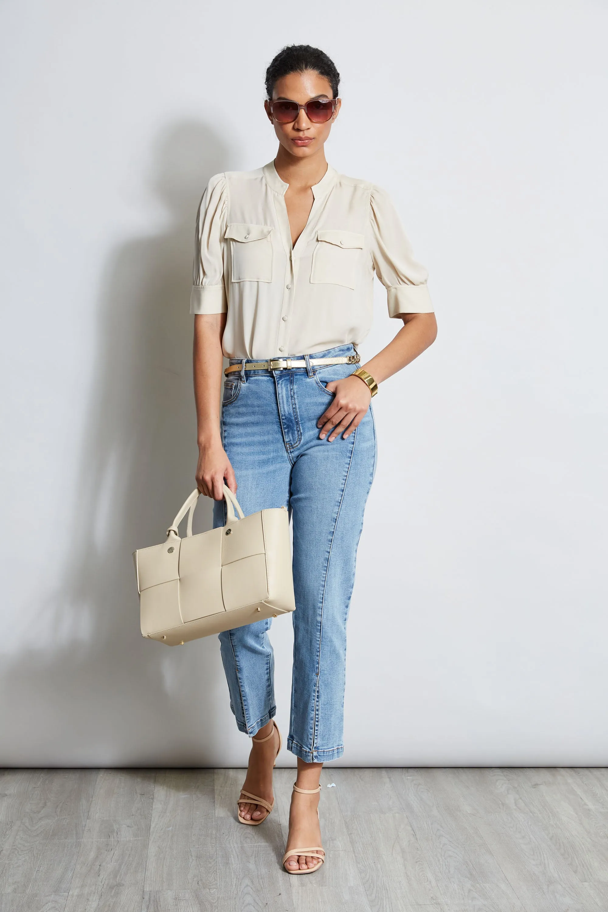 Short Sleeve Silk Utility Shirt