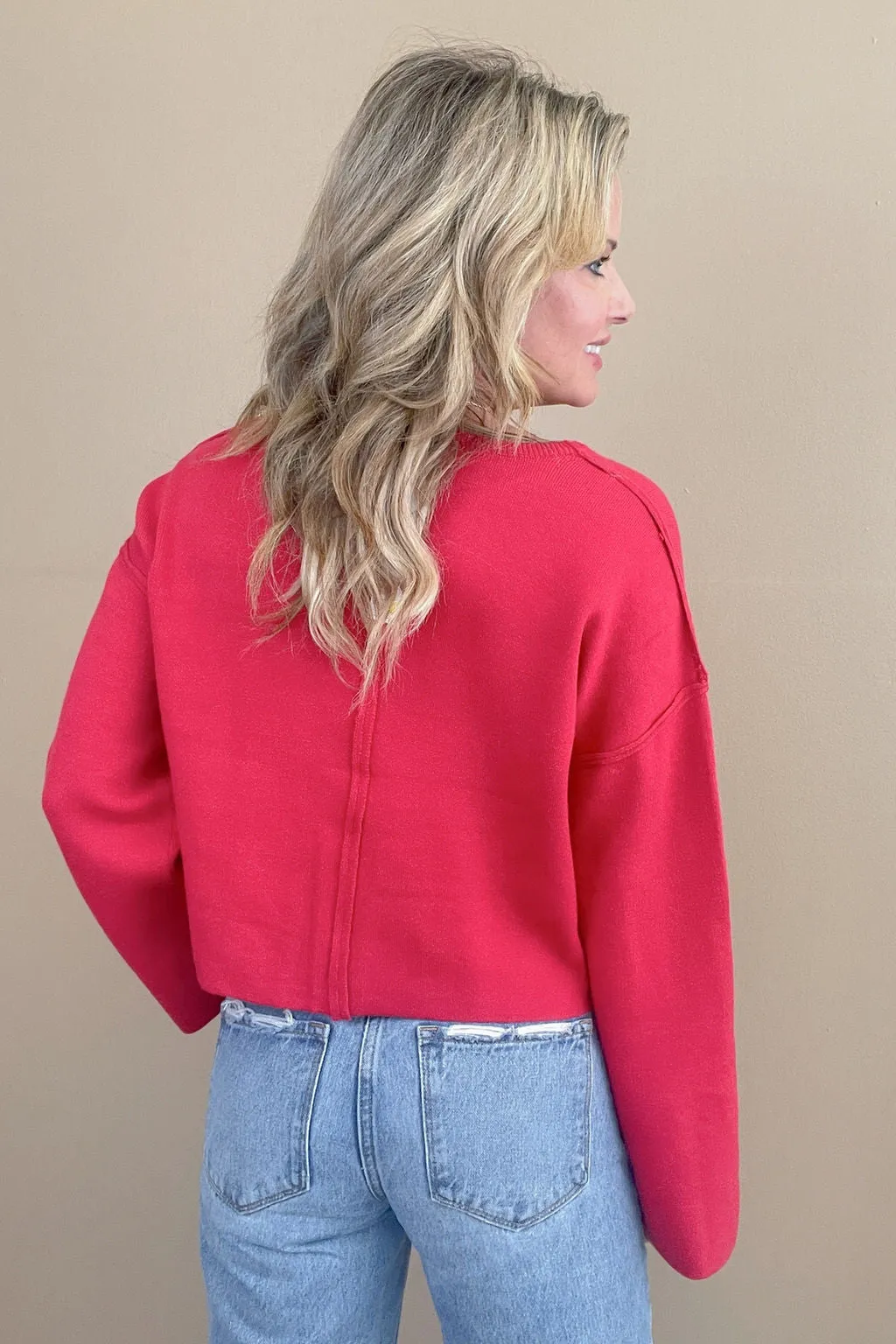Simply Sweet Red Lola Crop Knit Top