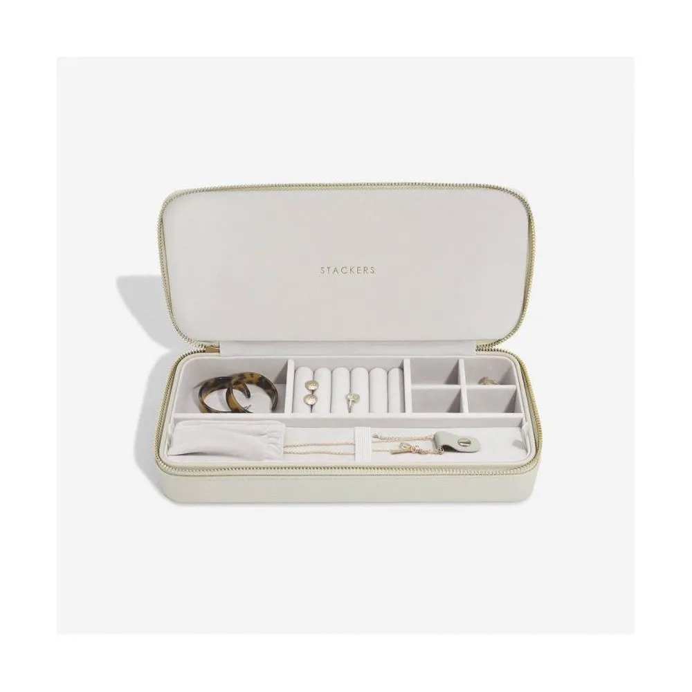 Sleek Necklace Jewellery Box, Zipped - Oatmeal - 75628