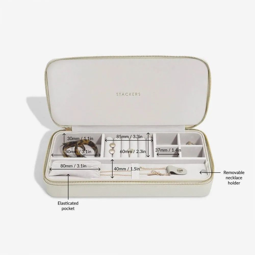 Sleek Necklace Jewellery Box, Zipped - Oatmeal - 75628