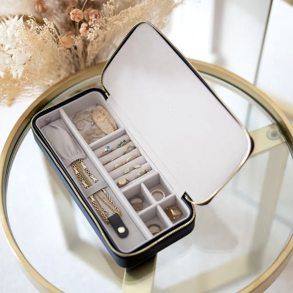 Sleek Necklace Jewellery Box, Zipped - Pebble Navy - 76147