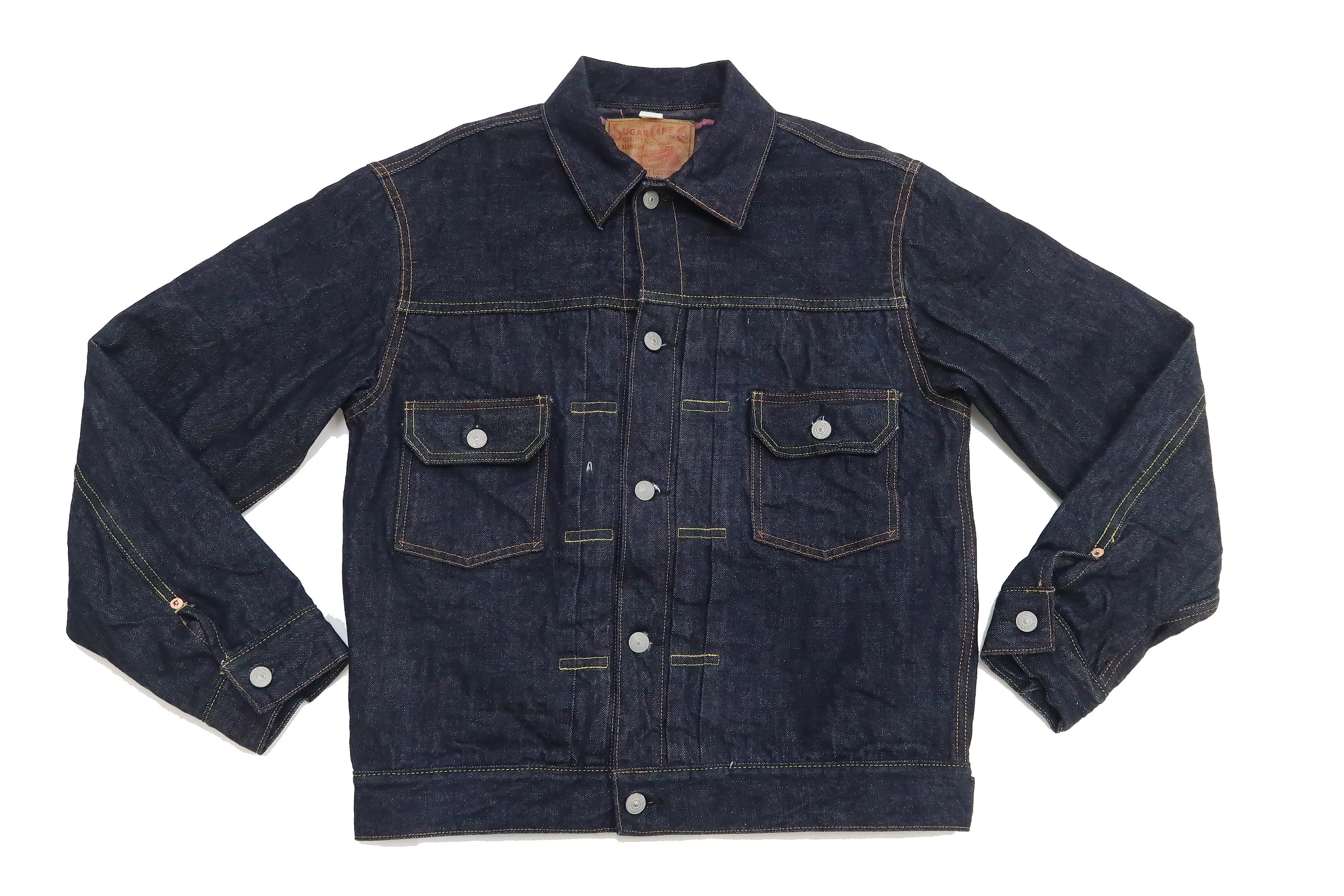 Sugar Cane Blanket Lined Denim Jacket Men's Reissue 1953 Type 2 Trucker Jean Jacket SC15210 421 One Wash Deep Indigo