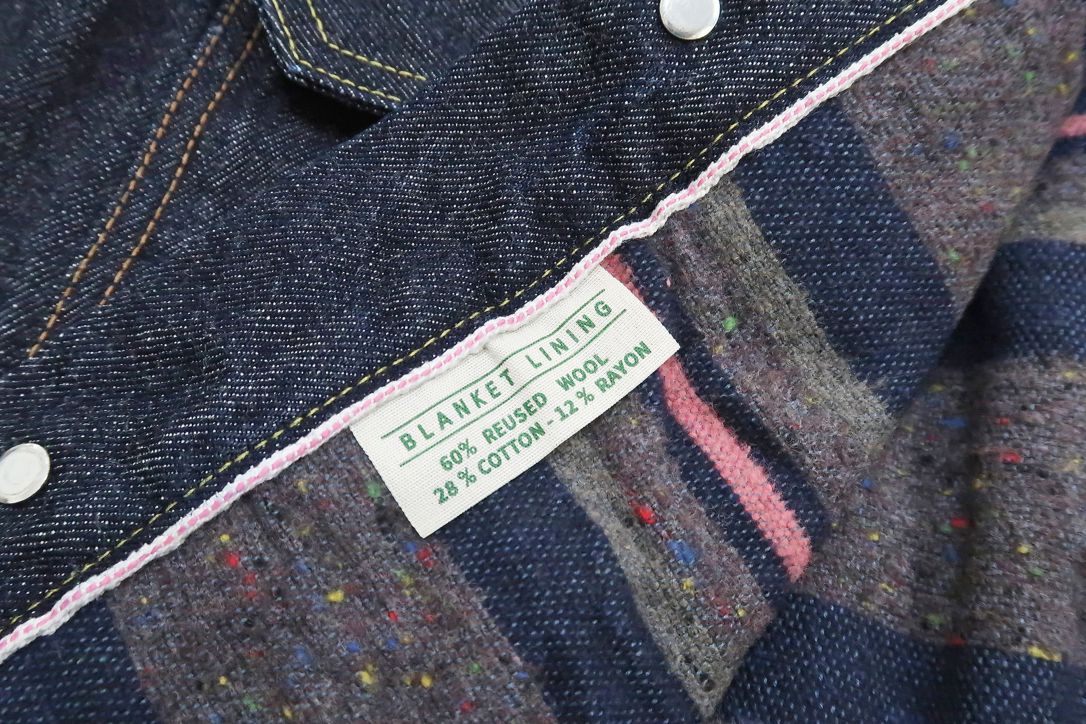 Sugar Cane Blanket Lined Denim Jacket Men's Reissue 1953 Type 2 Trucker Jean Jacket SC15210 421 One Wash Deep Indigo