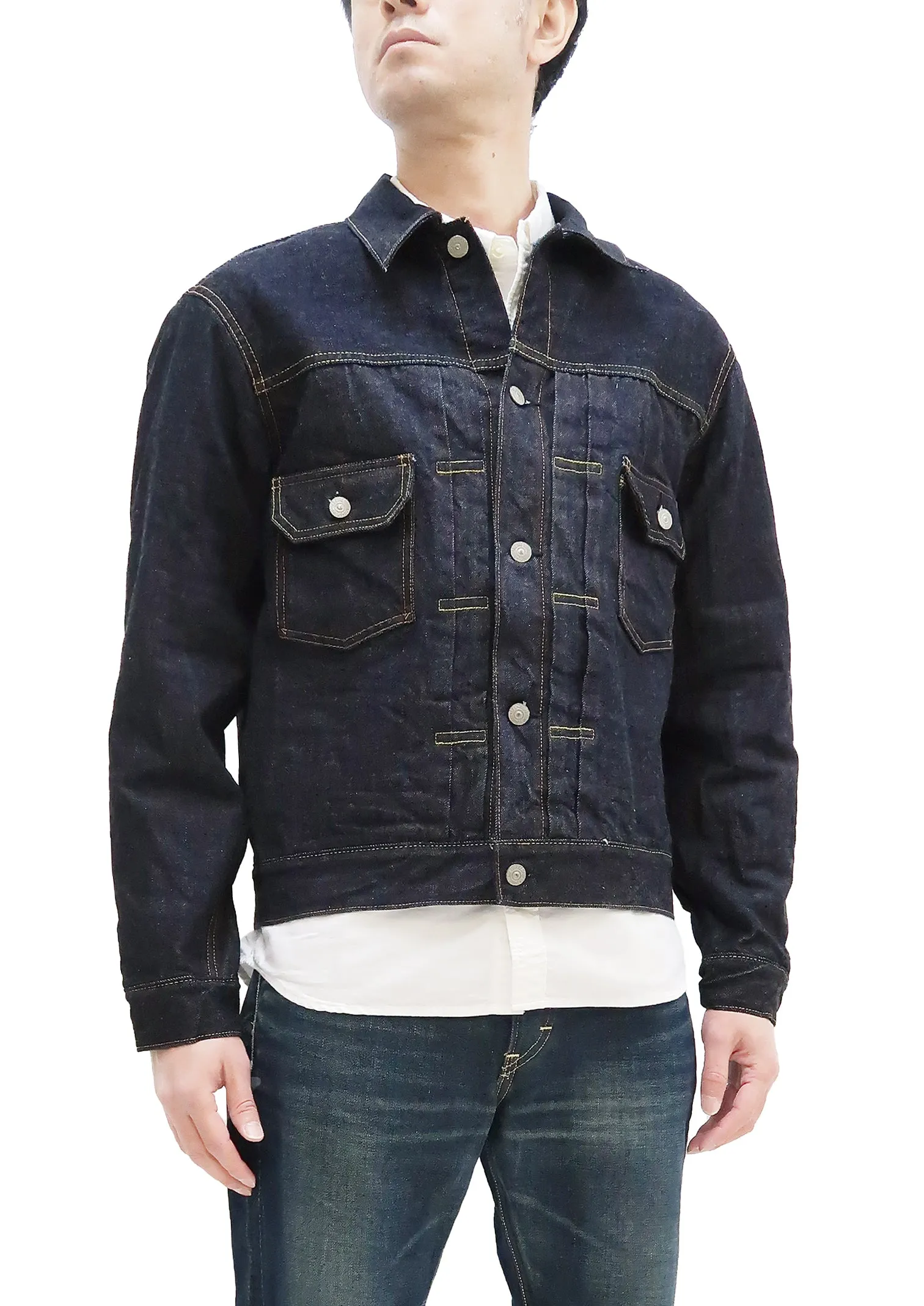 Sugar Cane Blanket Lined Denim Jacket Men's Reissue 1953 Type 2 Trucker Jean Jacket SC15210 421 One Wash Deep Indigo