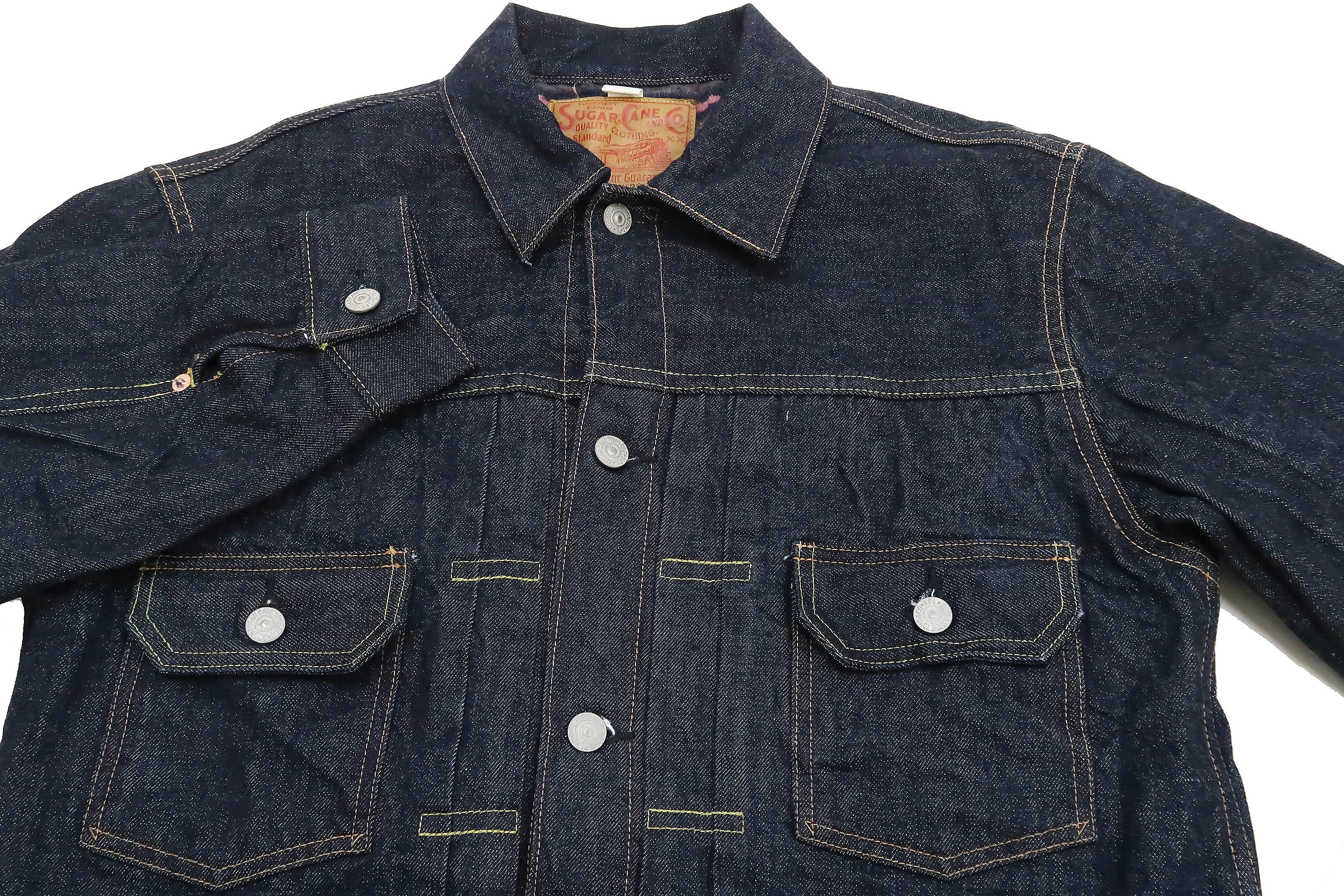 Sugar Cane Blanket Lined Denim Jacket Men's Reissue 1953 Type 2 Trucker Jean Jacket SC15210 421 One Wash Deep Indigo