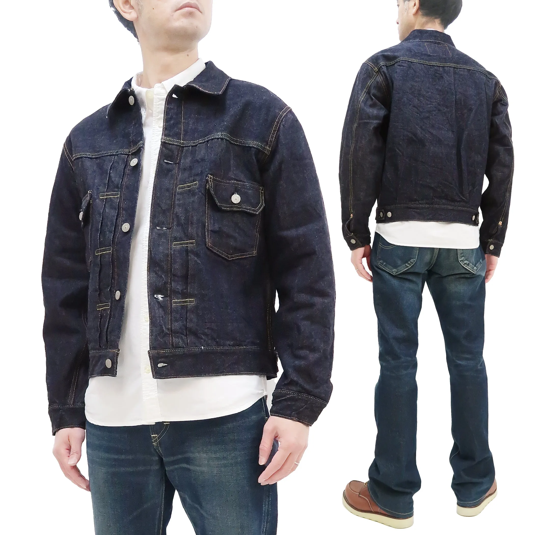 Sugar Cane Blanket Lined Denim Jacket Men's Reissue 1953 Type 2 Trucker Jean Jacket SC15210 421 One Wash Deep Indigo