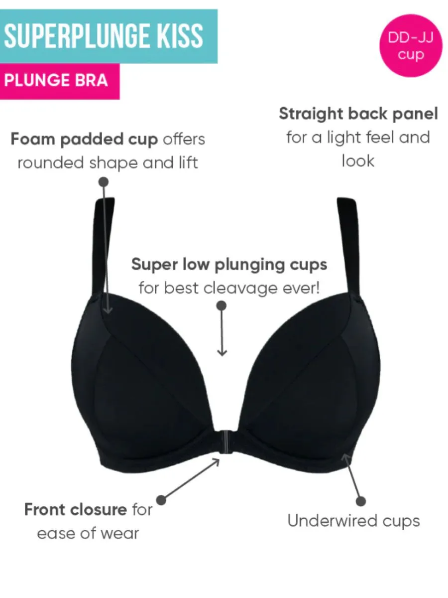 Superplunge Kiss Plunge Bra - Black