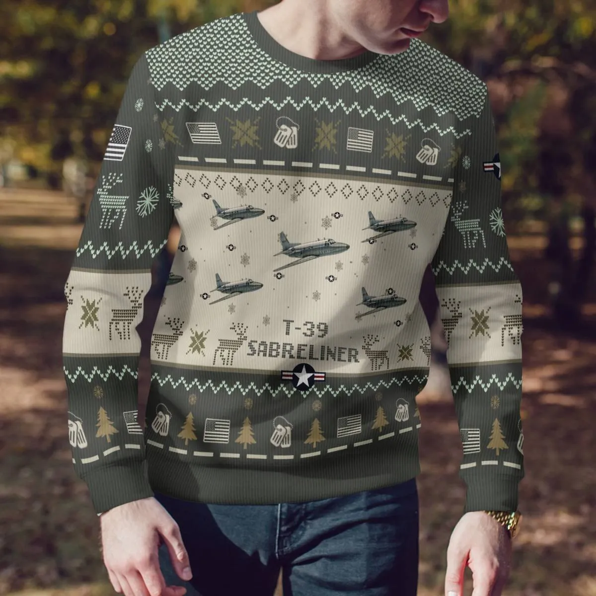 T-39 Sabreliner T39_Aircraft Ugly Sweater, Ugly Sweater Christmas Shirt for Men Dad Veteran