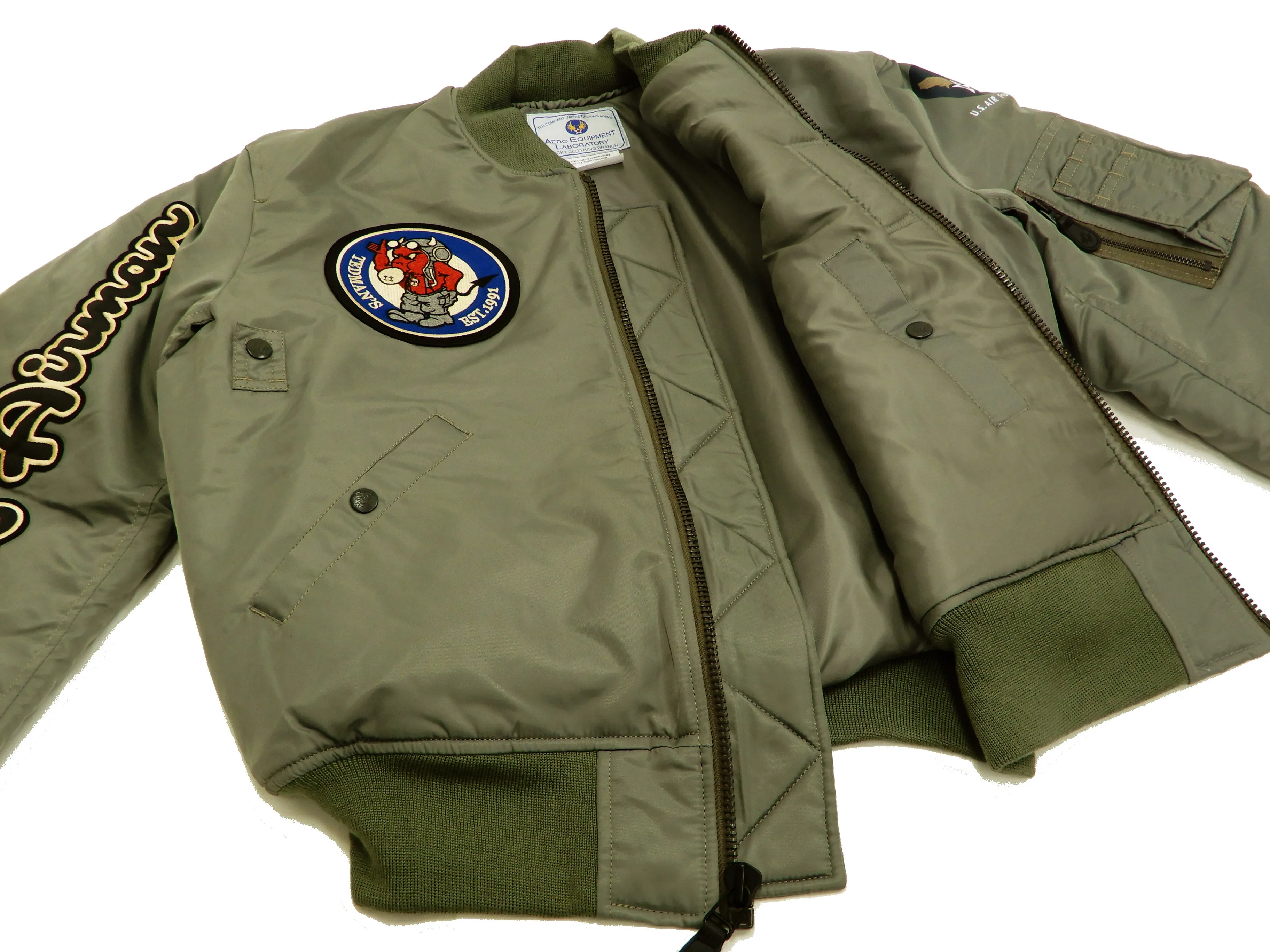 Tedman MA-1 Flight Jacket Men's Custom MA1 Bomber with Patches Printed TMA-550 Gray