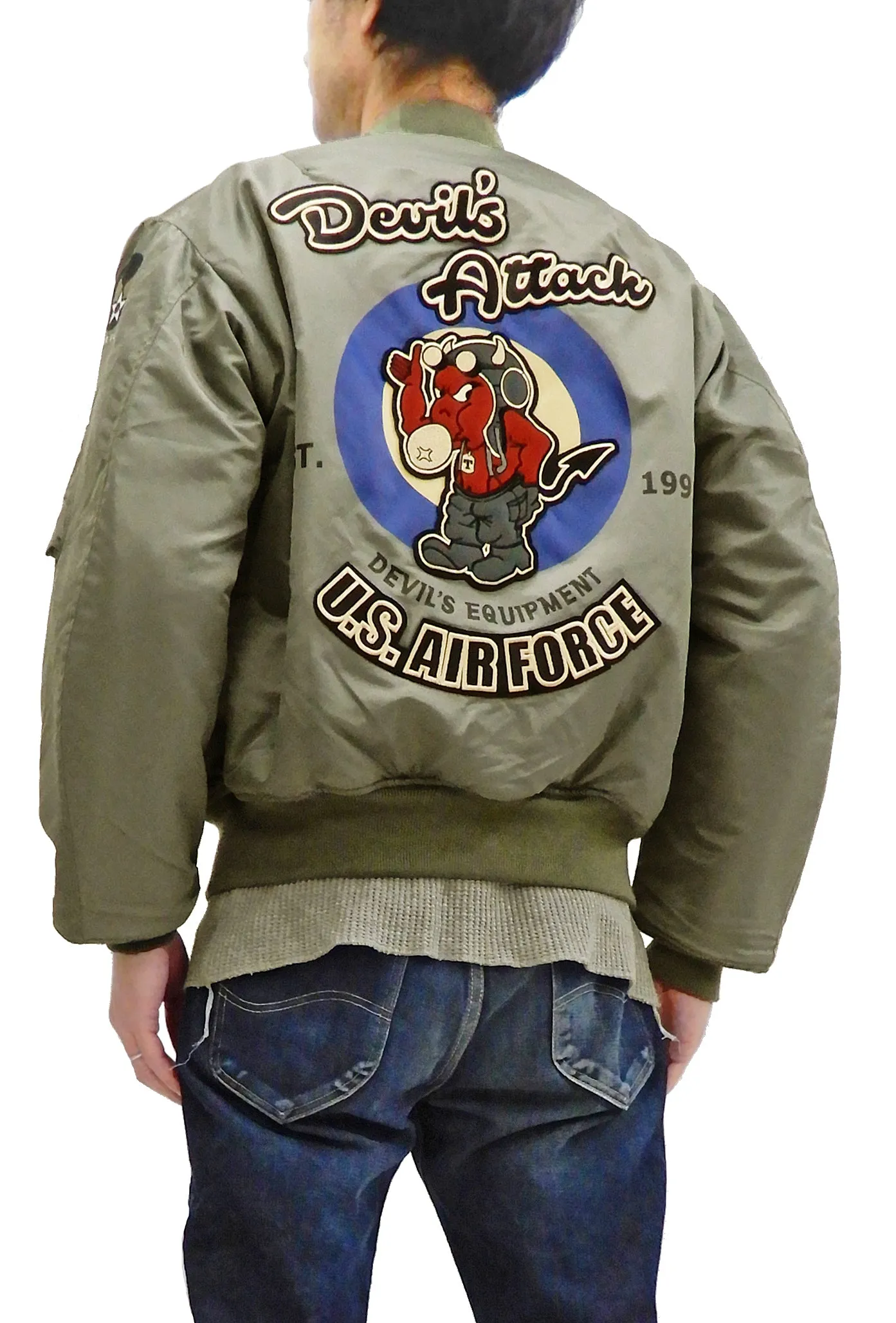 Tedman MA-1 Flight Jacket Men's Custom MA1 Bomber with Patches Printed TMA-550 Gray