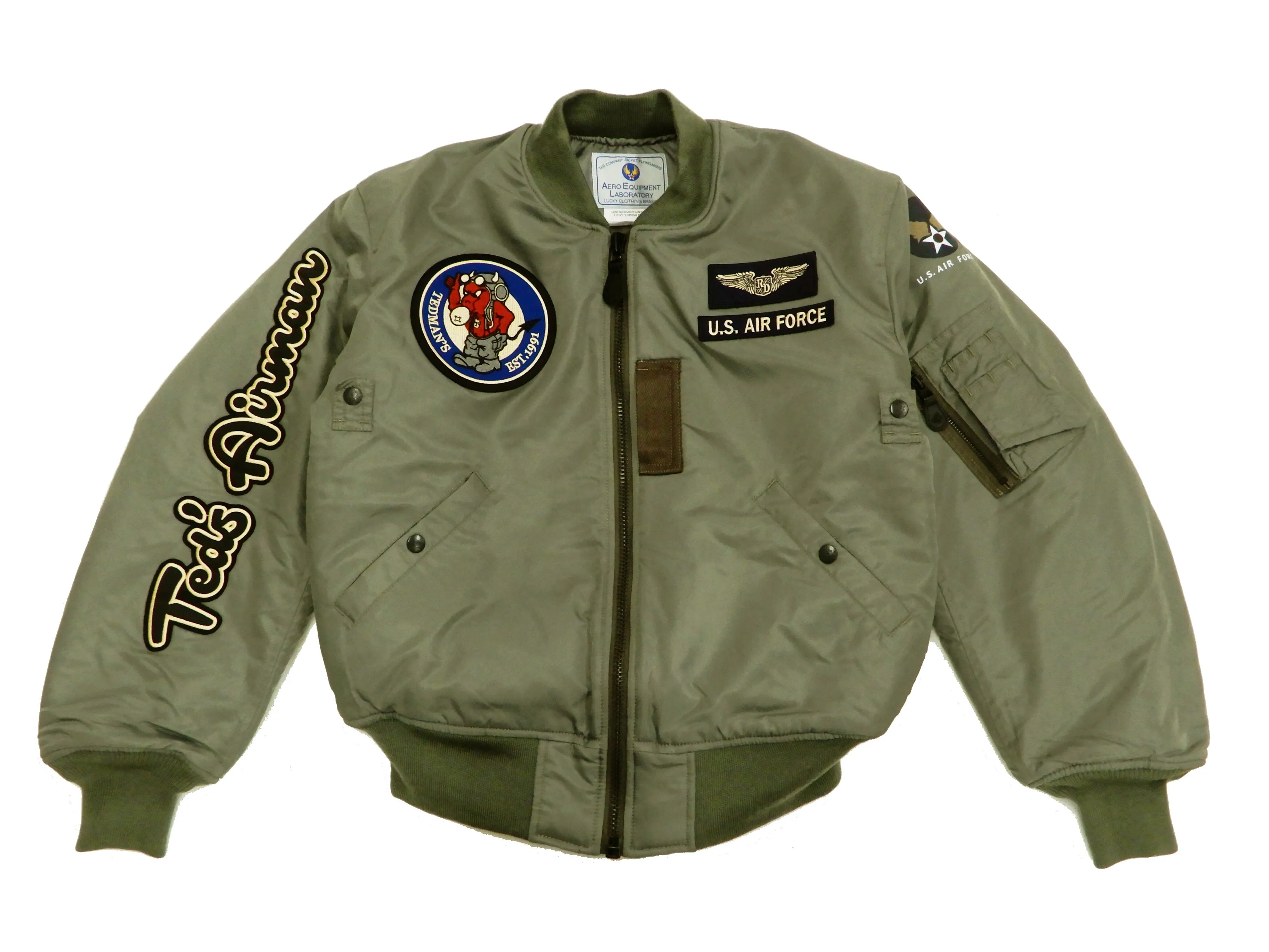 Tedman MA-1 Flight Jacket Men's Custom MA1 Bomber with Patches Printed TMA-550 Gray