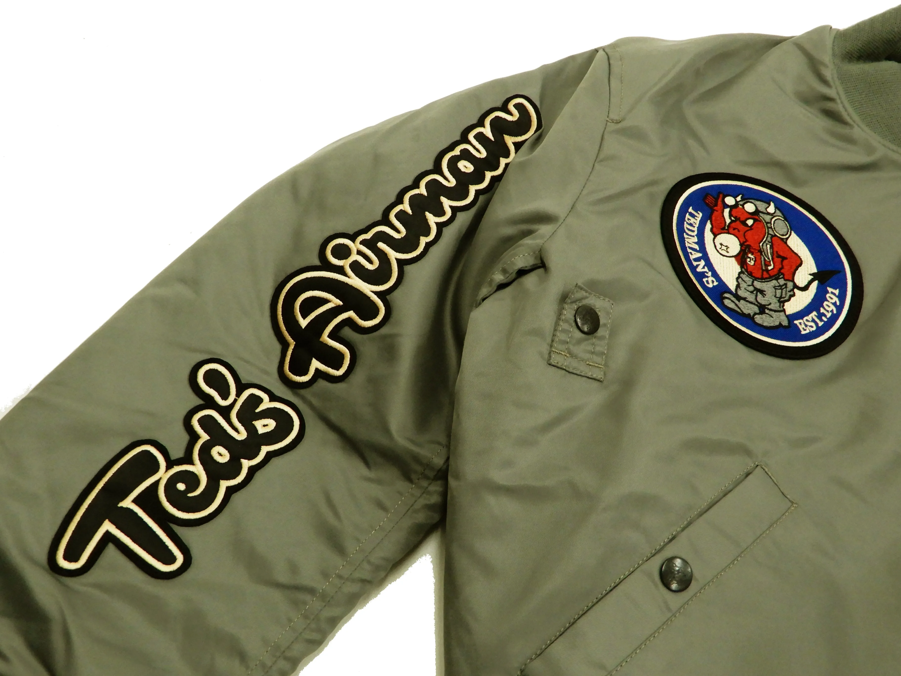 Tedman MA-1 Flight Jacket Men's Custom MA1 Bomber with Patches Printed TMA-550 Gray