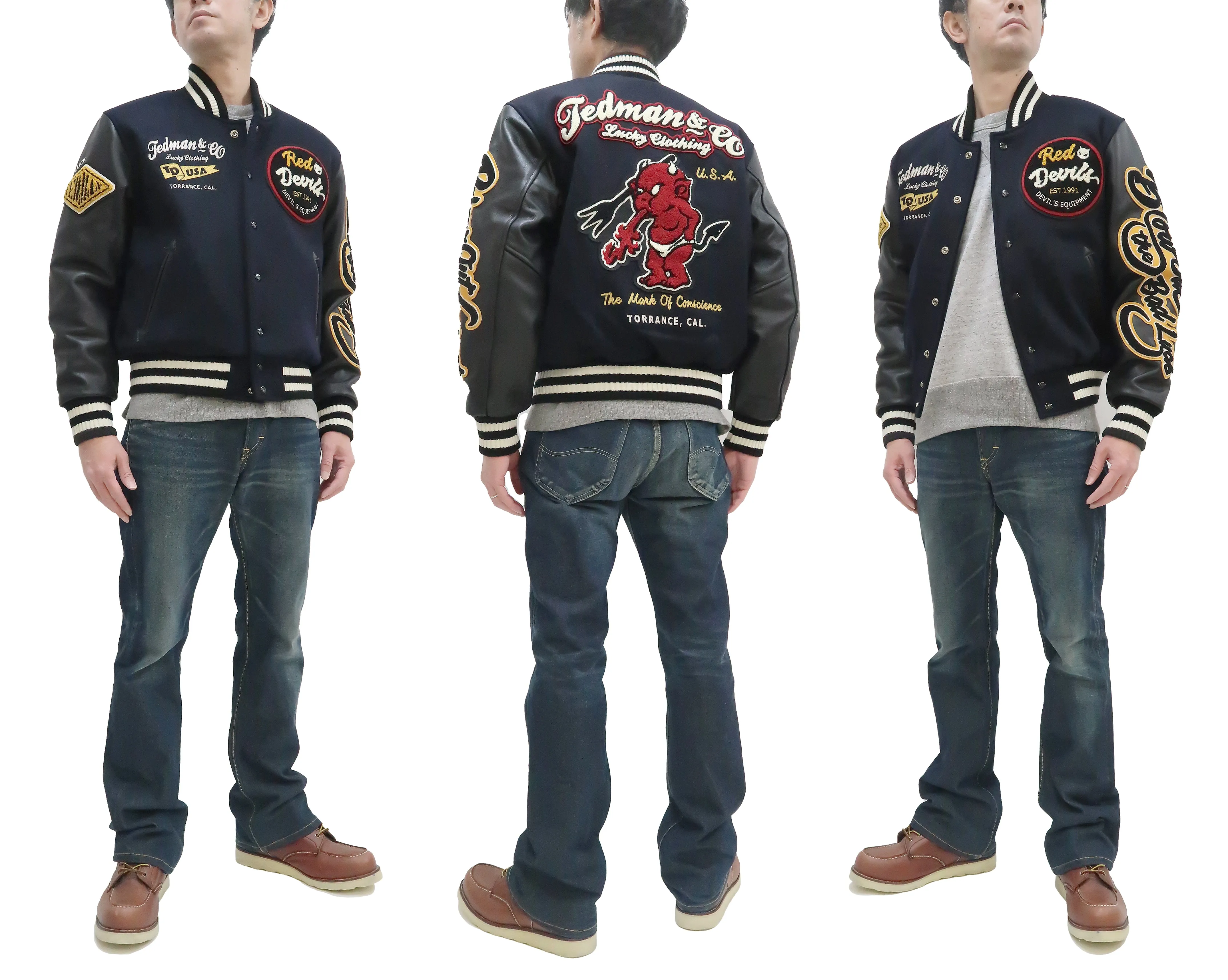 Tedman Varsity Jacket Men's Letterman Jacket Custom Award Jacket TDJ-23000 Navy-Blue/Black