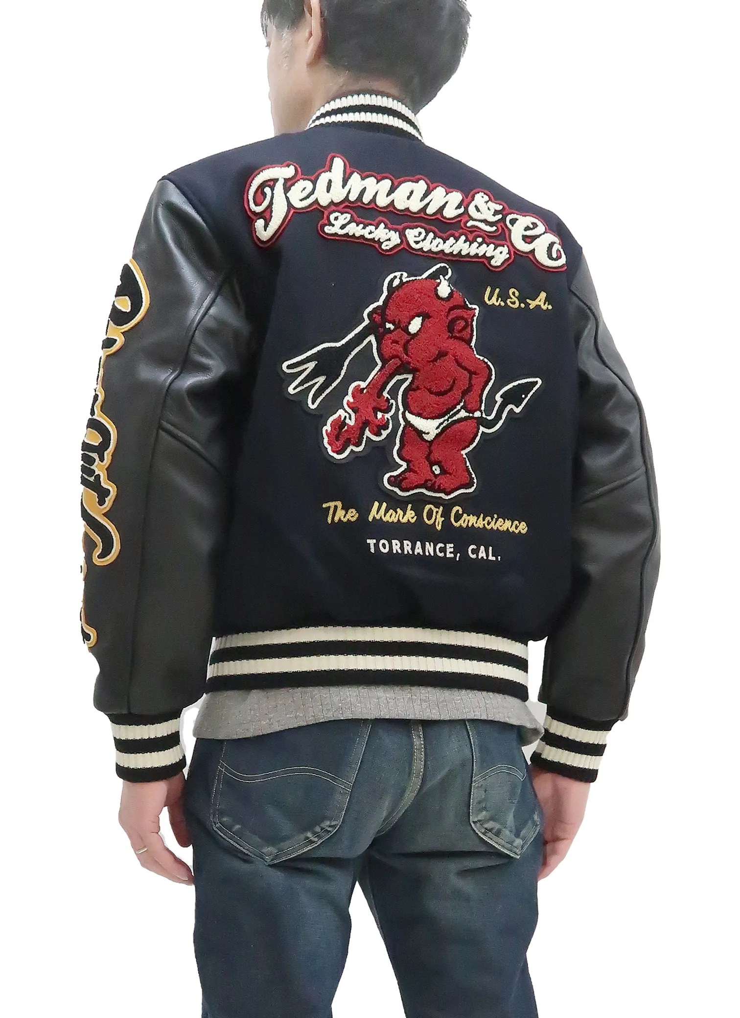 Tedman Varsity Jacket Men's Letterman Jacket Custom Award Jacket TDJ-23000 Navy-Blue/Black