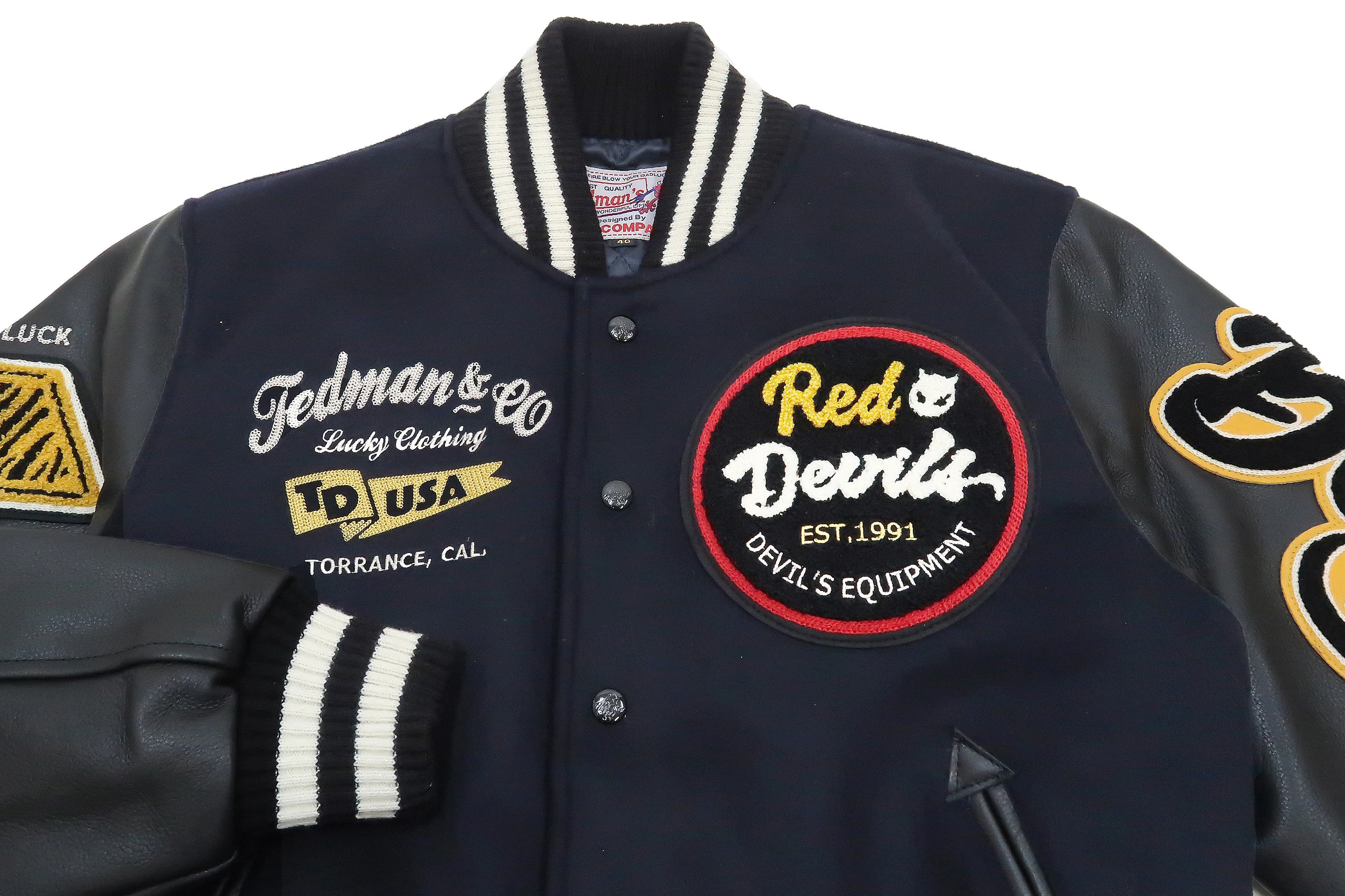 Tedman Varsity Jacket Men's Letterman Jacket Custom Award Jacket TDJ-23000 Navy-Blue/Black