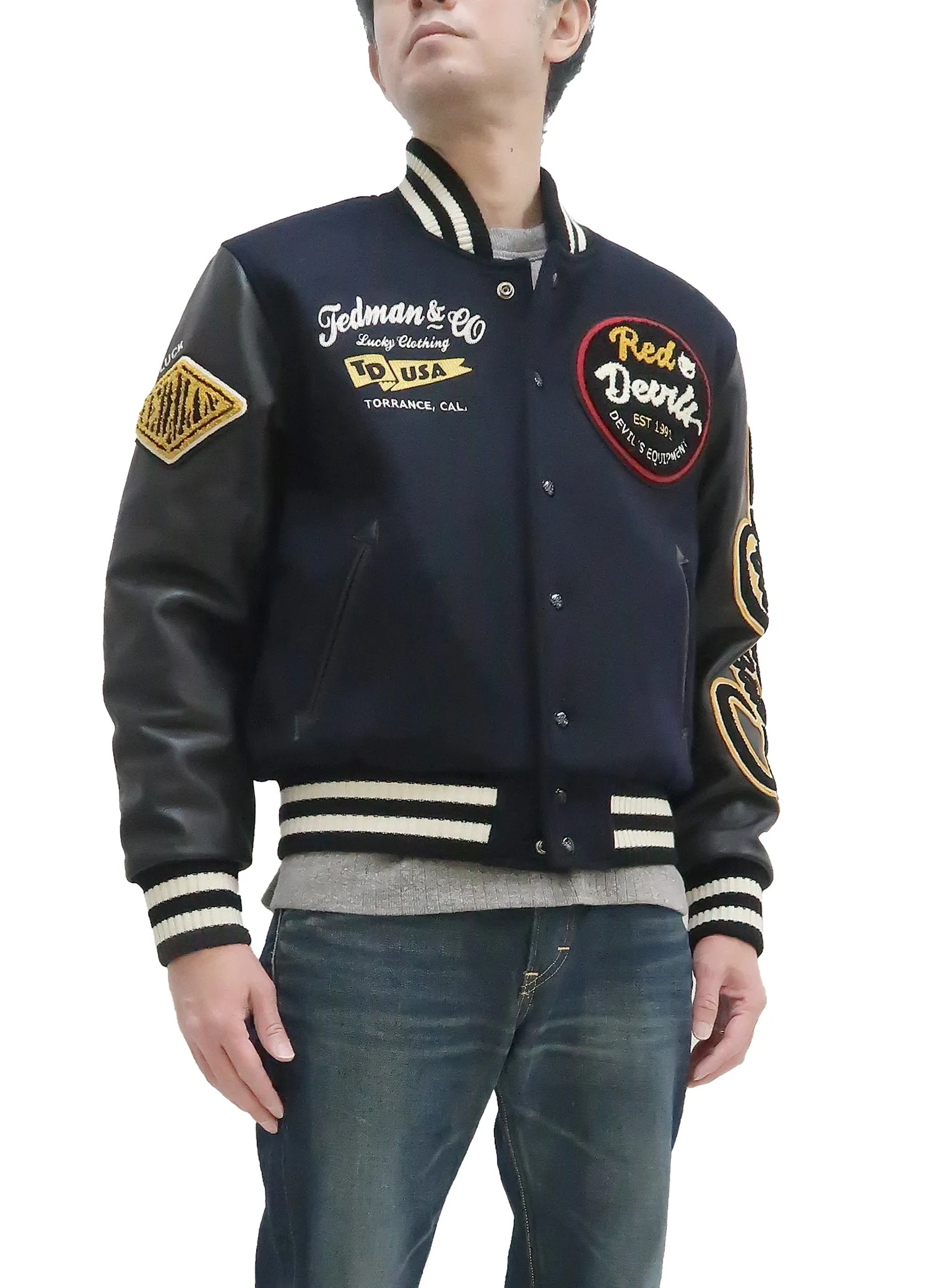 Tedman Varsity Jacket Men's Letterman Jacket Custom Award Jacket TDJ-23000 Navy-Blue/Black