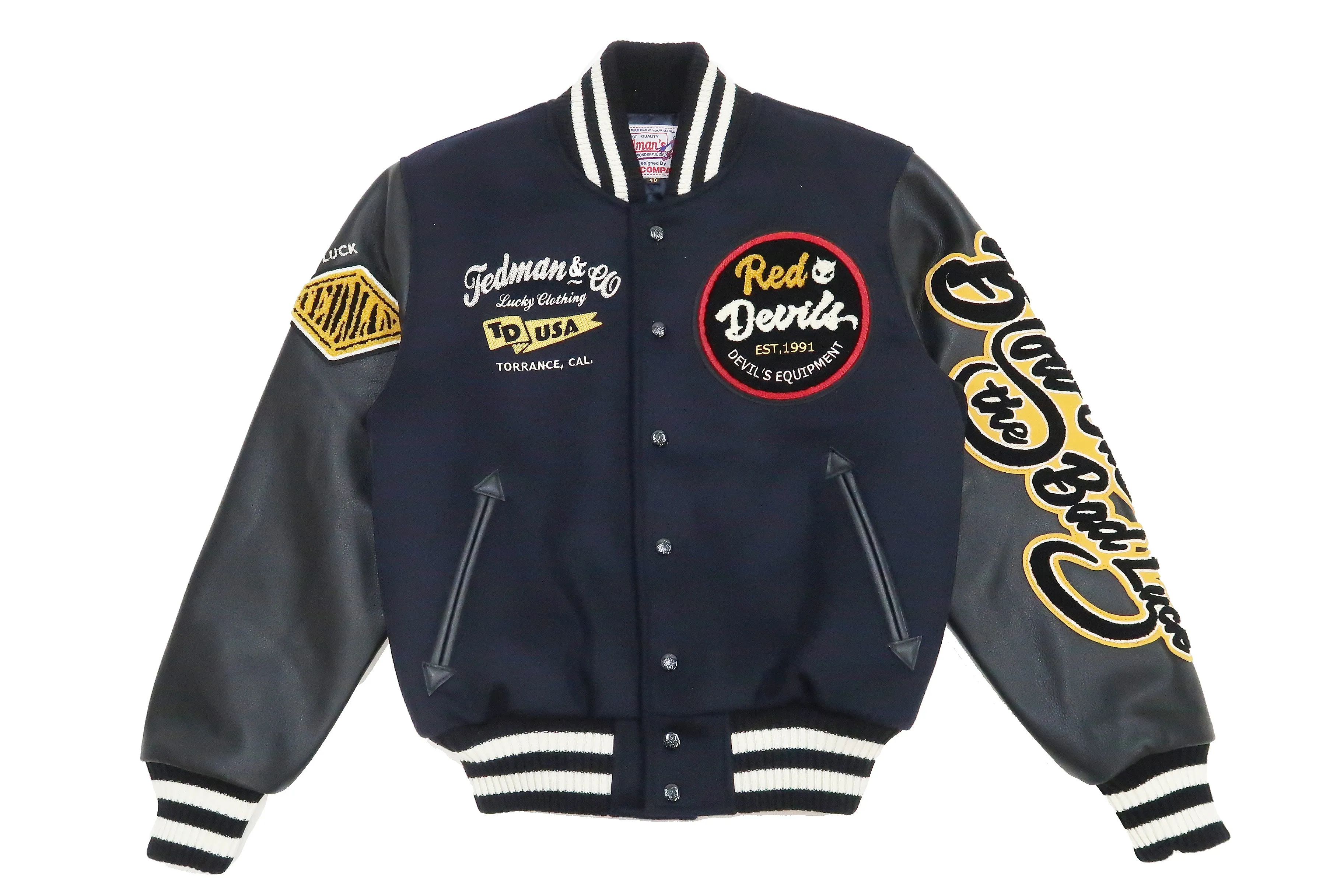 Tedman Varsity Jacket Men's Letterman Jacket Custom Award Jacket TDJ-23000 Navy-Blue/Black