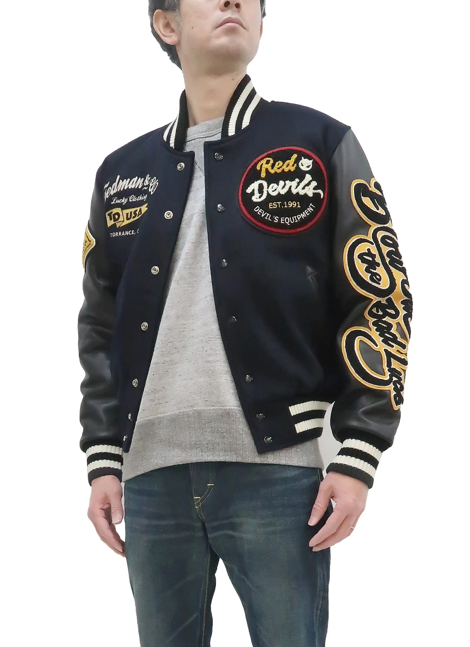 Tedman Varsity Jacket Men's Letterman Jacket Custom Award Jacket TDJ-23000 Navy-Blue/Black