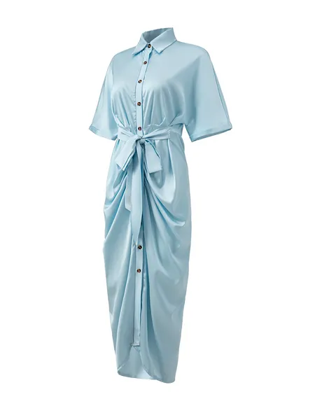 TEEK - Tantalize Tie Waist Shirt Dress