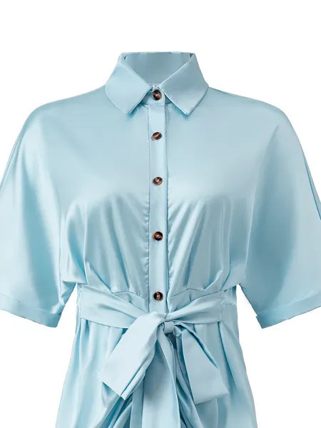 TEEK - Tantalize Tie Waist Shirt Dress
