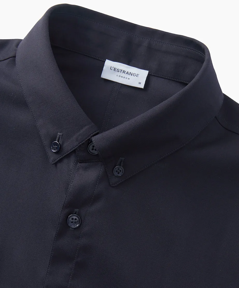 The All Day Shirt Merino Collared || Navy | Merino Poplin