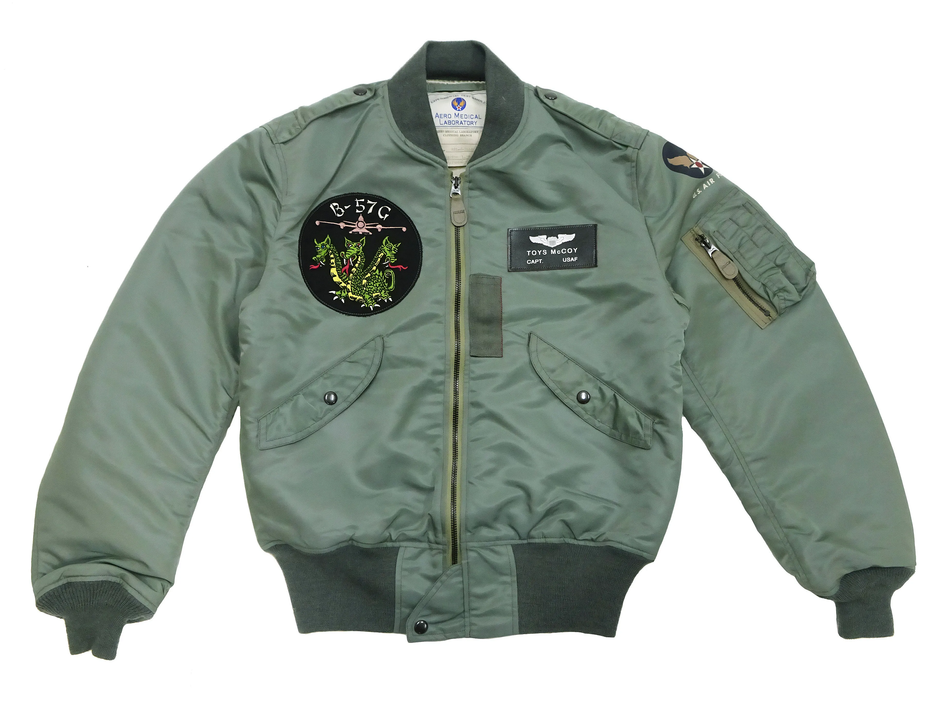 TOYS McCOY Jacket Men's L-2B Flight Jacket L2B Bomber Jacket with Patches TMJ2314 Sage-Green