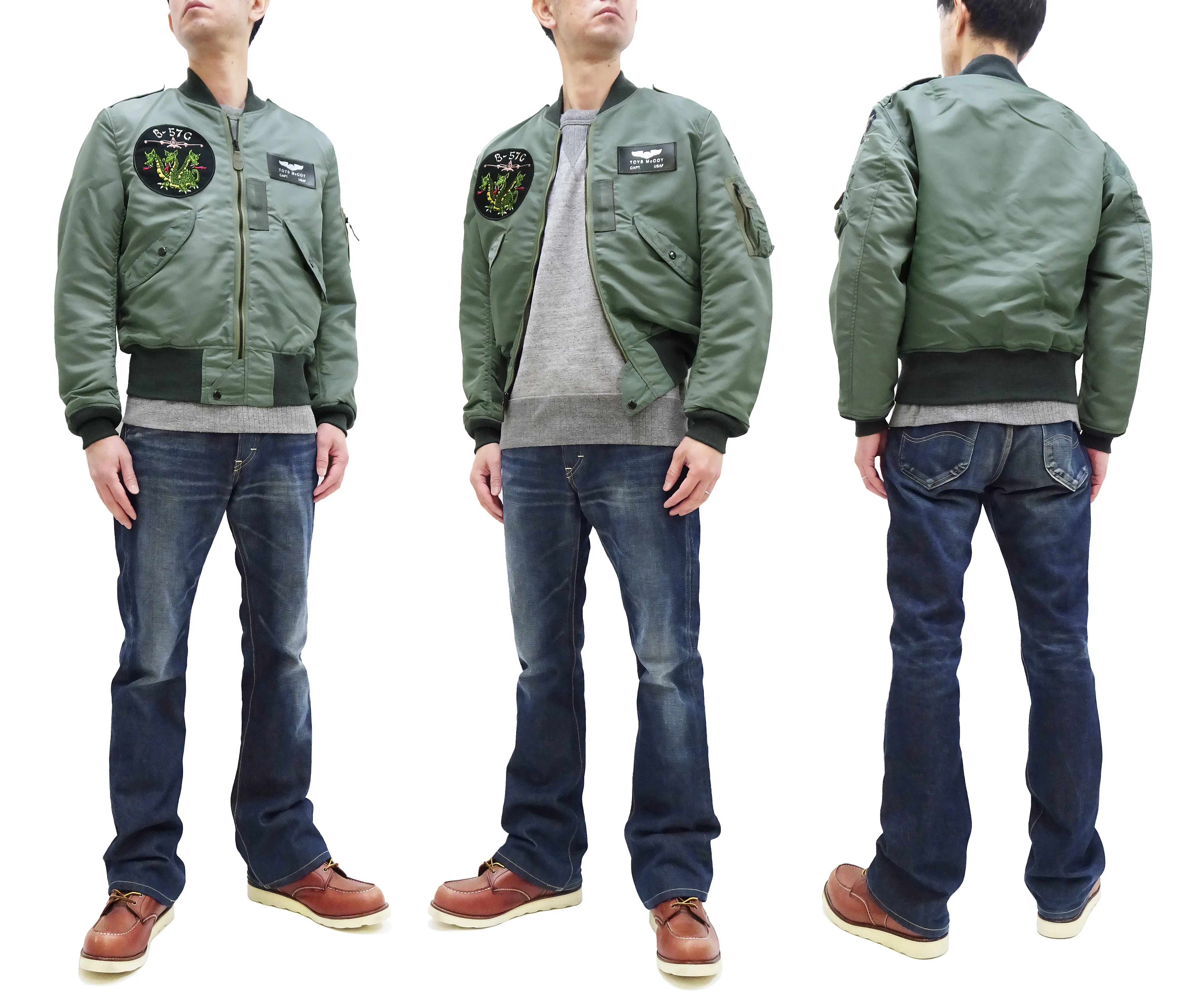 TOYS McCOY Jacket Men's L-2B Flight Jacket L2B Bomber Jacket with Patches TMJ2314 Sage-Green