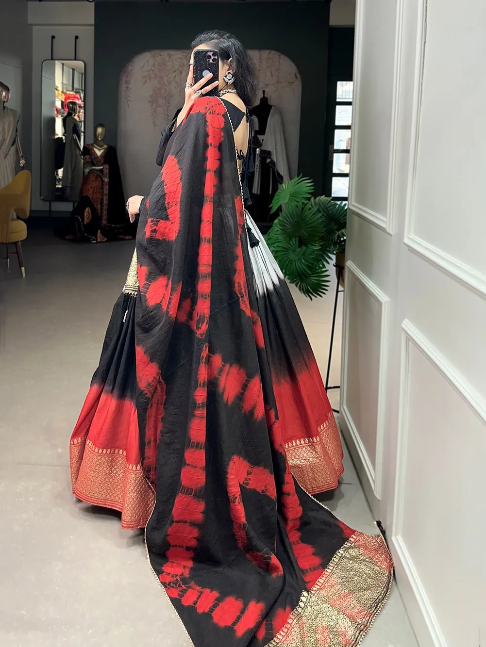 Traditional Designer Handcrafted Shibori Print Lehenga Choli Design 1901