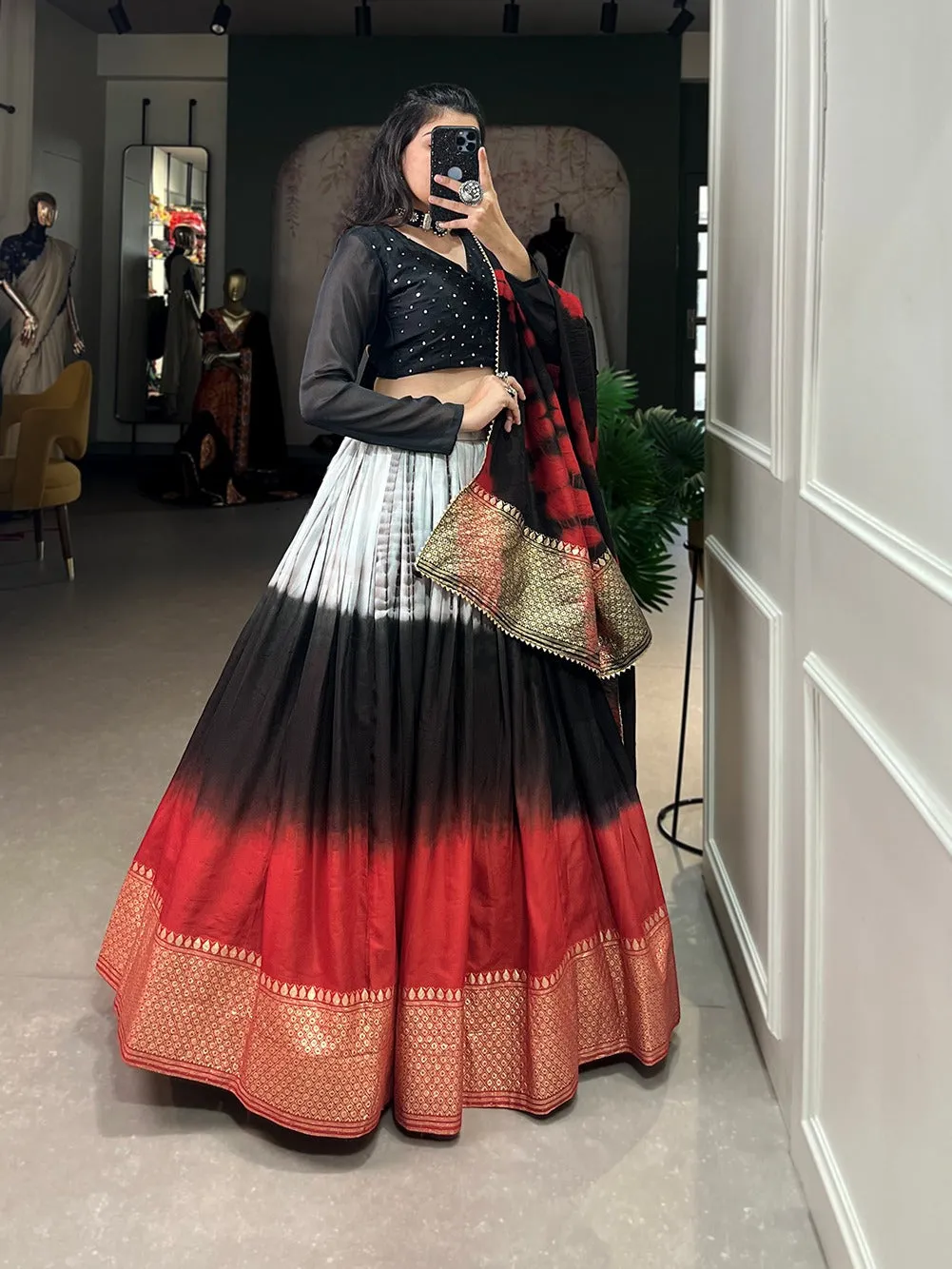 Traditional Designer Handcrafted Shibori Print Lehenga Choli Design 1901