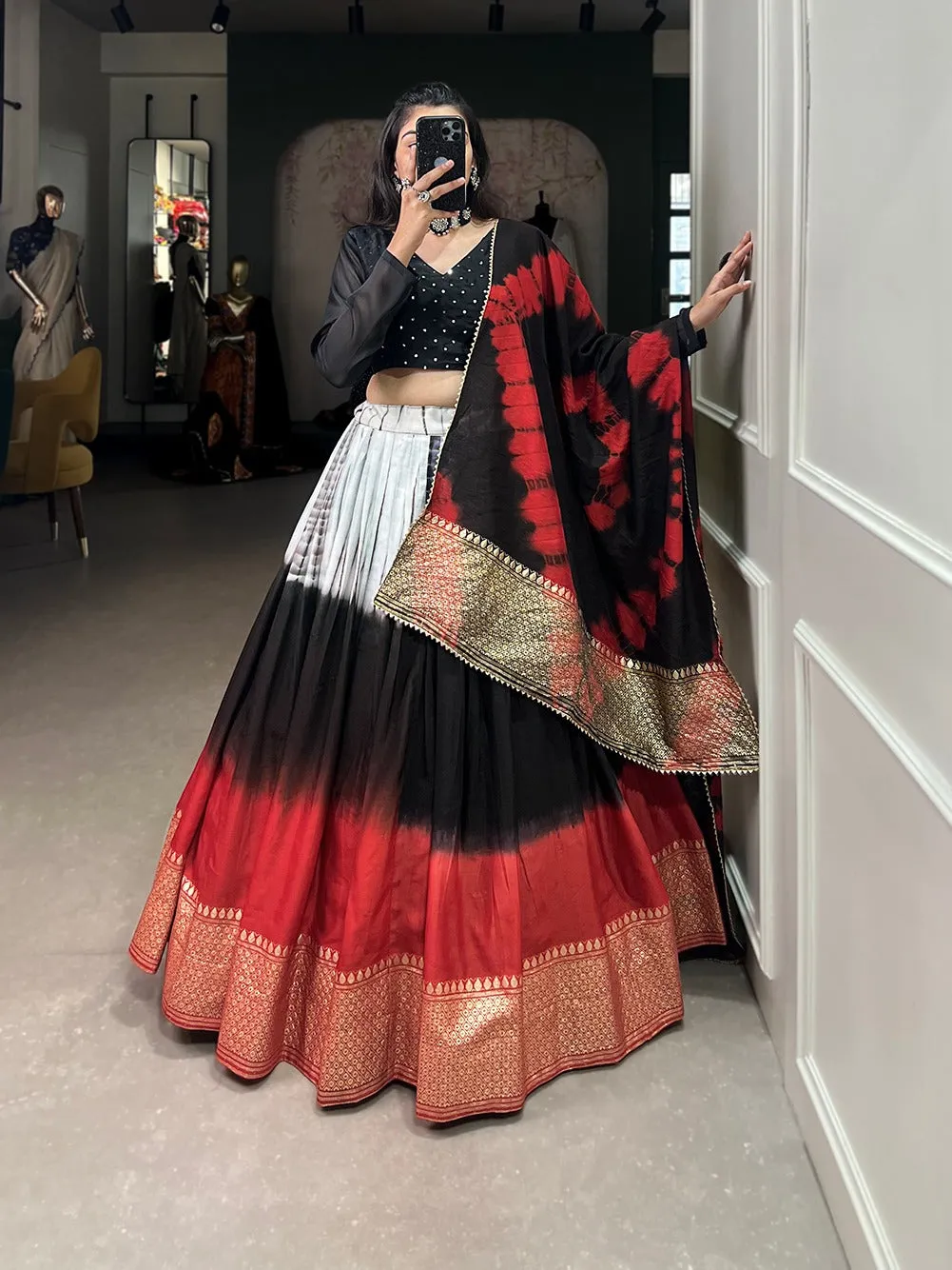 Traditional Designer Handcrafted Shibori Print Lehenga Choli Design 1901