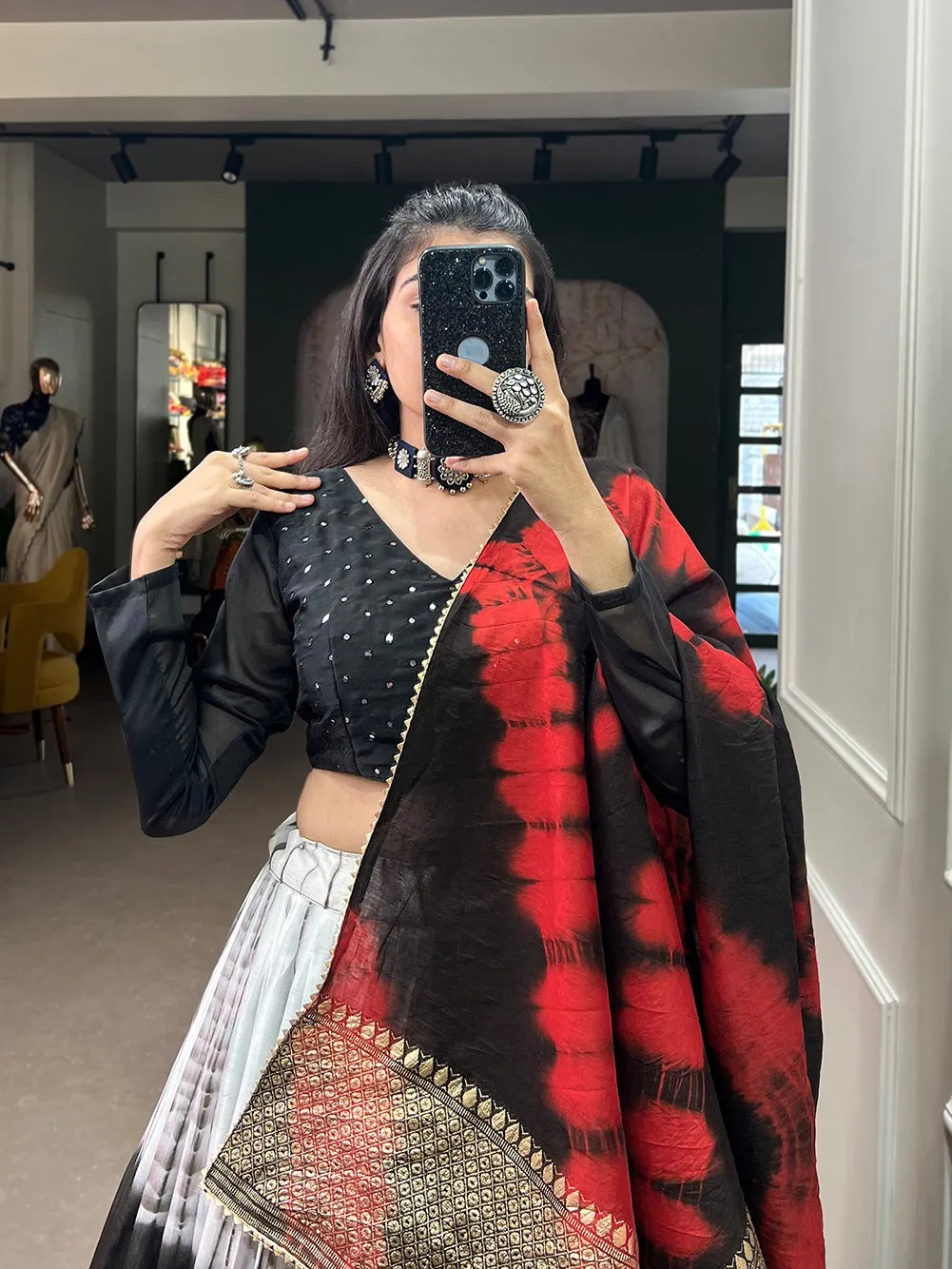 Traditional Designer Handcrafted Shibori Print Lehenga Choli Design 1901