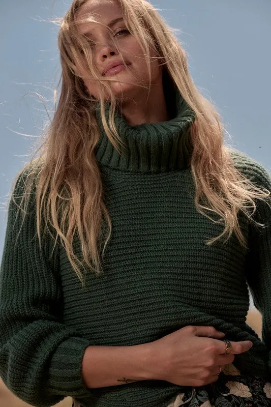 Tranquil Grove Long Sleeve Turtleneck Sweater - Green